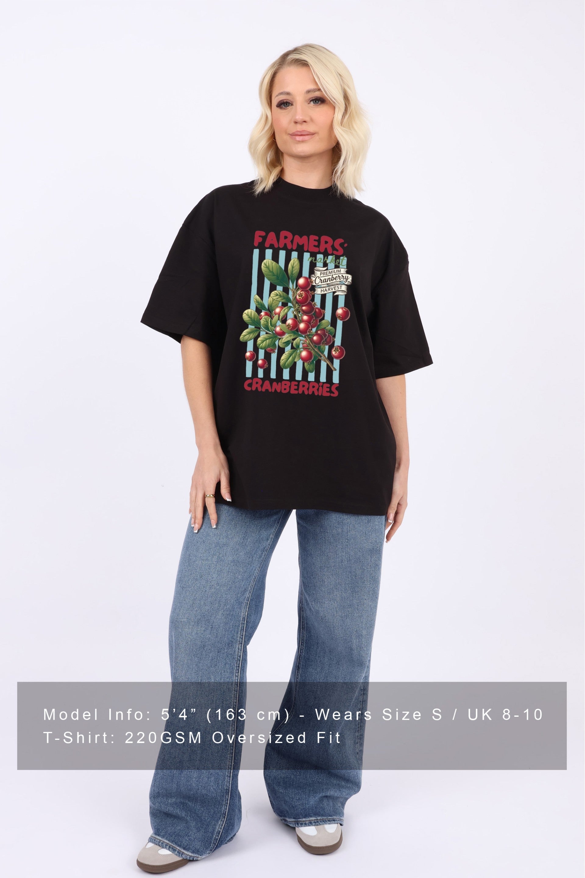 220GSM Oversized T-Shirt in Farmers Market Cranberries Print
