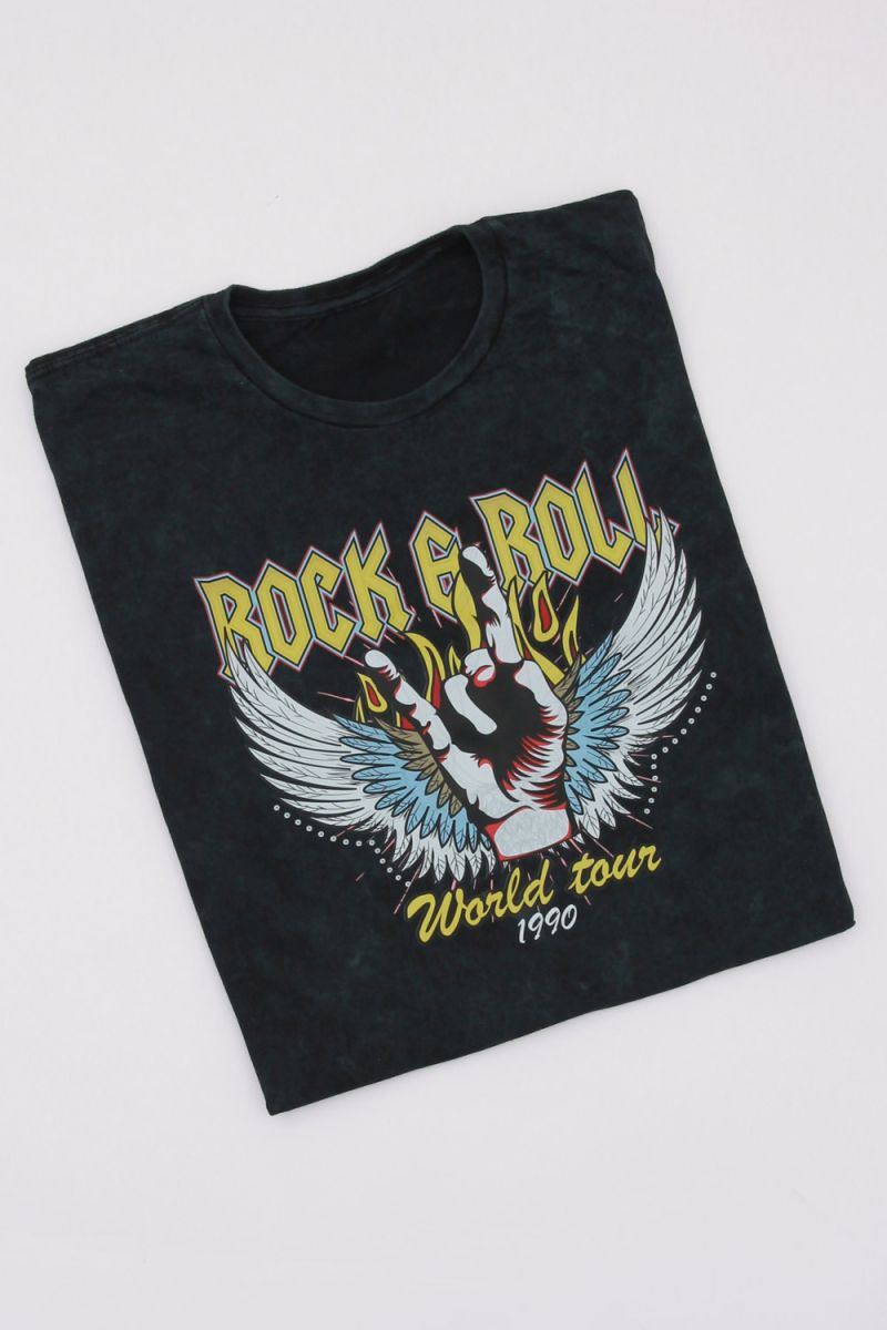 Rock & Roll World Tour Acid Wash T-Shirt (Custom Pack)