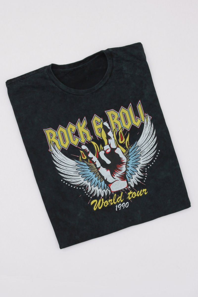 Rock & Roll World Tour Acid Wash T-Shirt