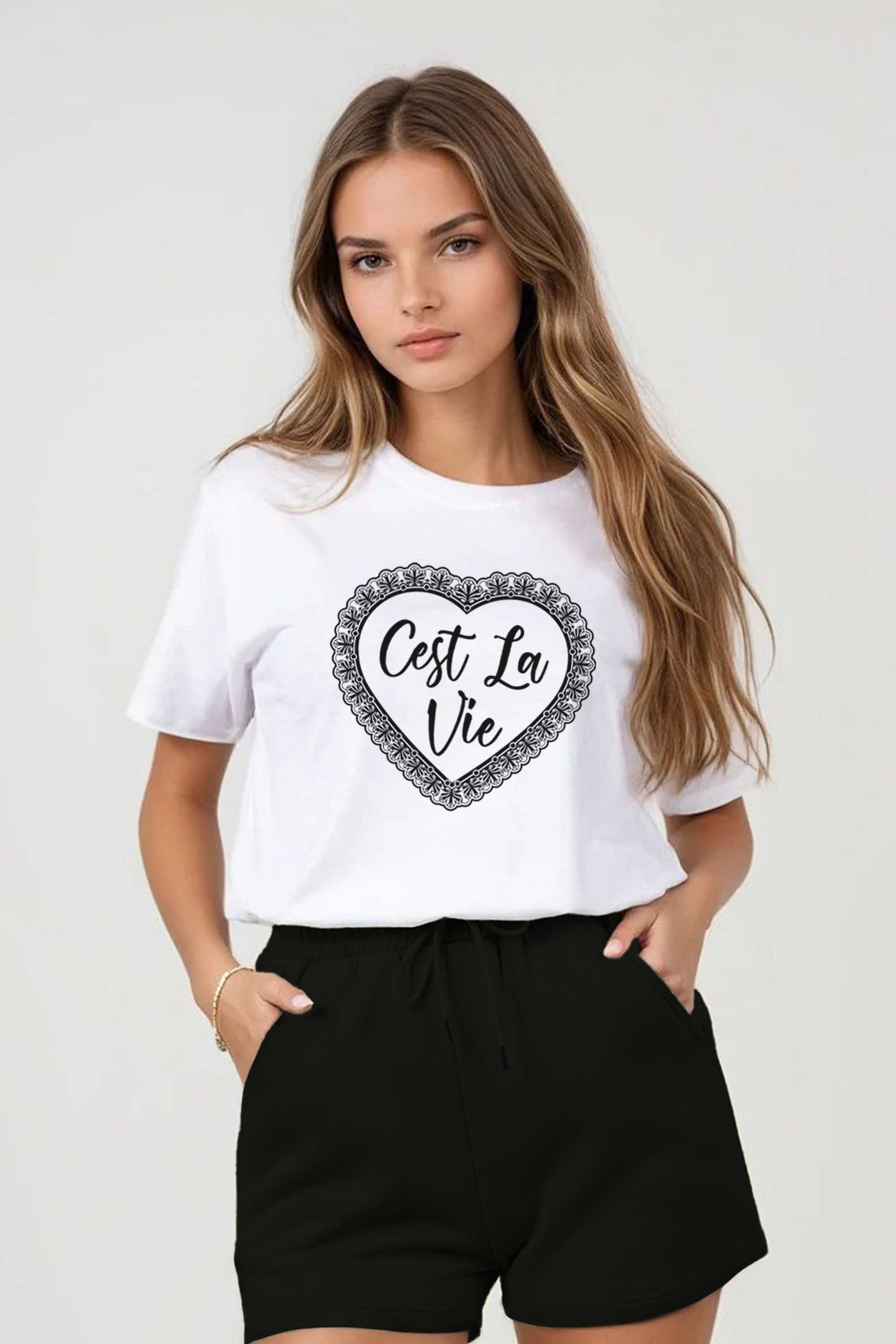 Regular Fit T-Shirt & LSF Short Sets In C’est La Vie Lace Print (Pack of 4 sets)