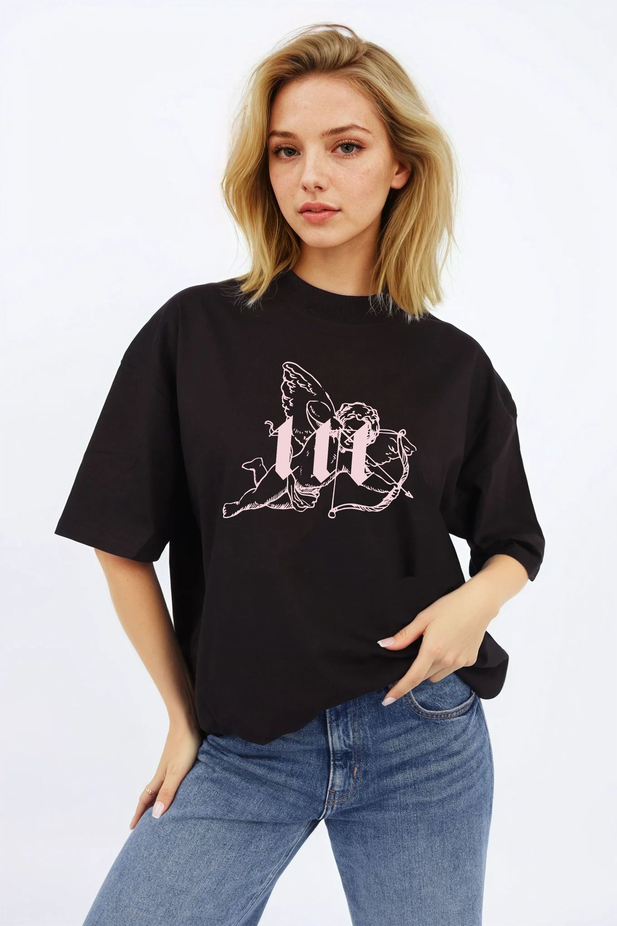 220GSM Oversized T-Shirt in Cupid 111 Angel Graphic Print