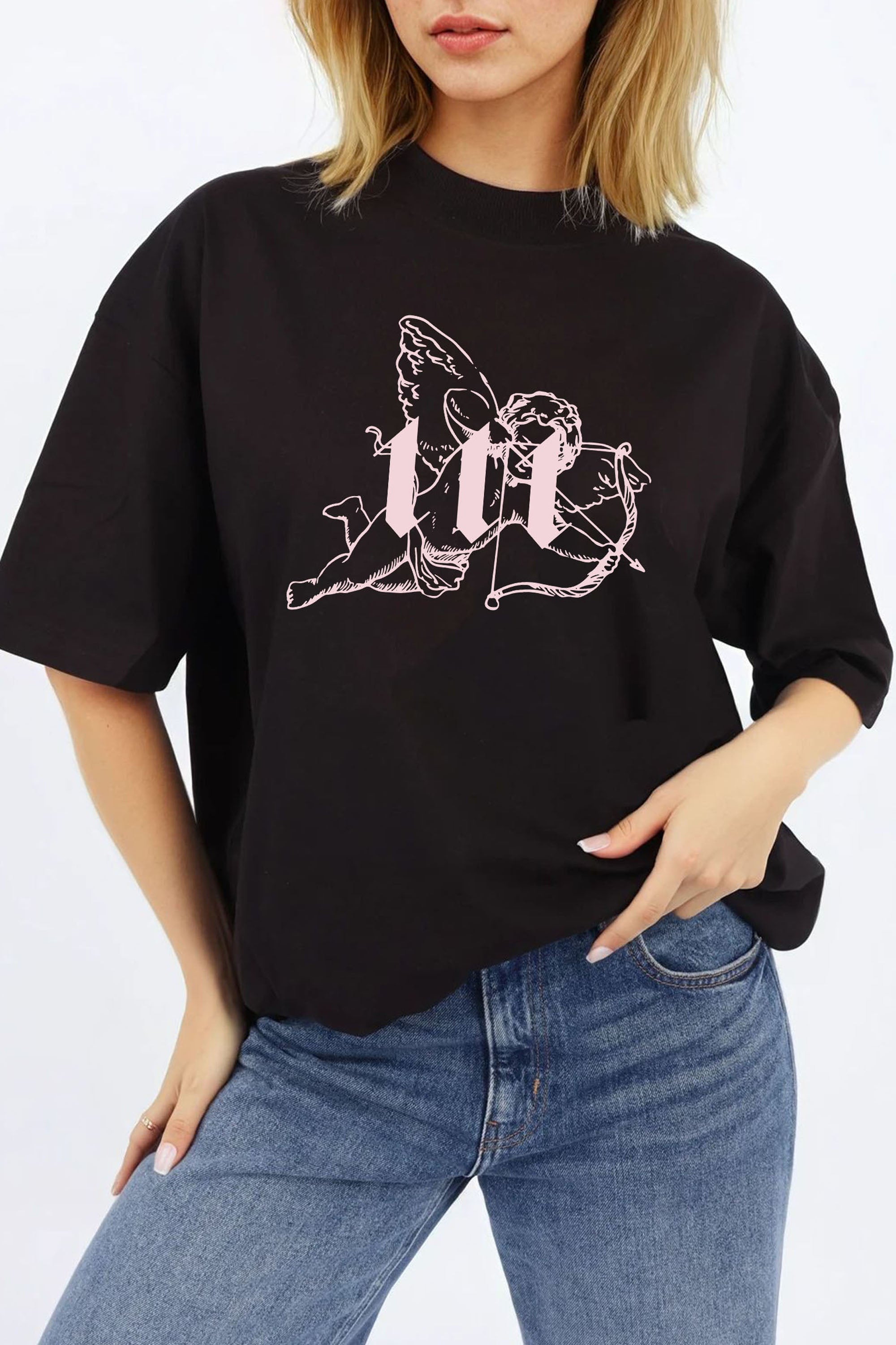 220GSM Oversized T-Shirt in Cupid 111 Angel Graphic Print