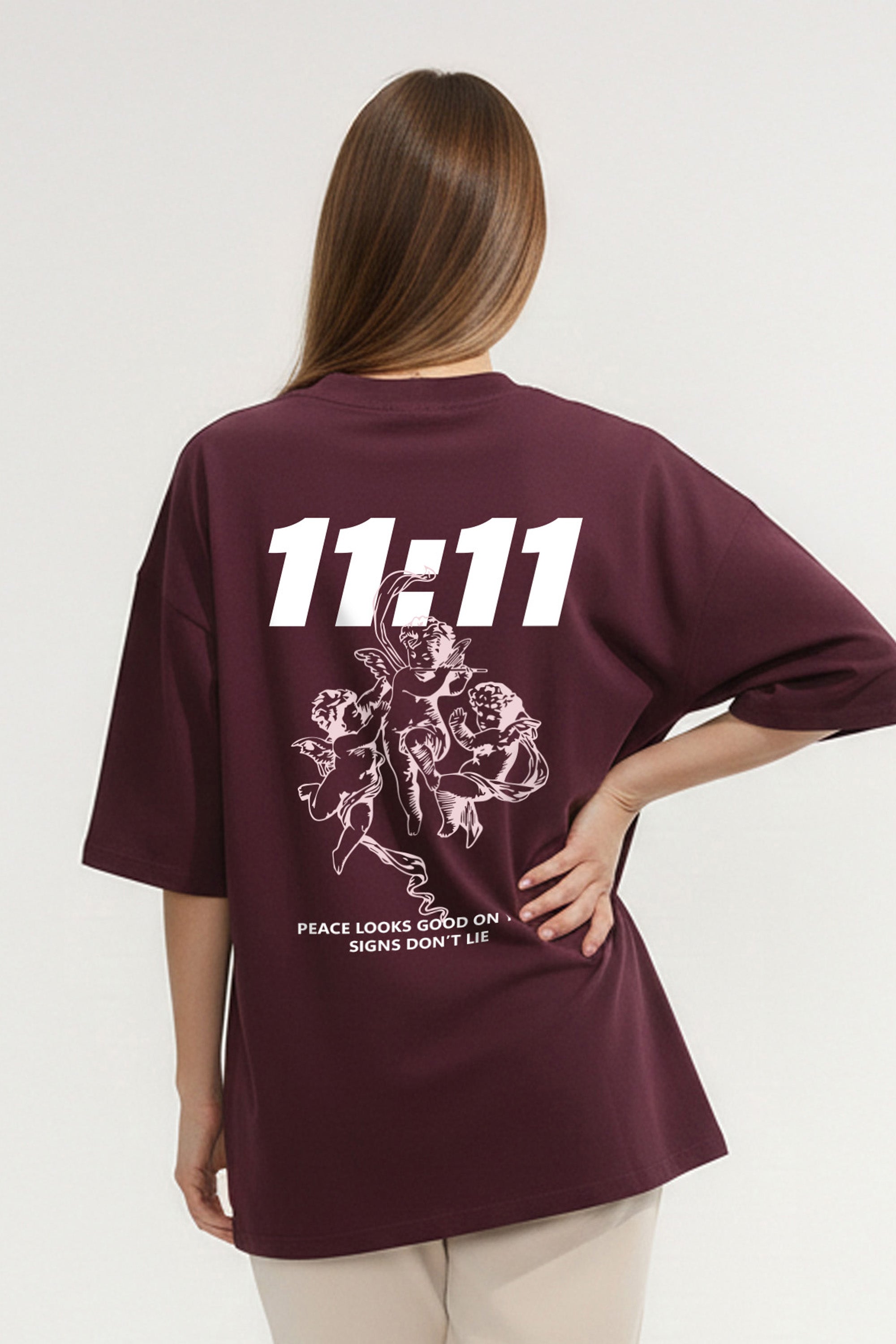220GSM Oversized T-Shirt in 11:11 Peace Angel Graphic Print