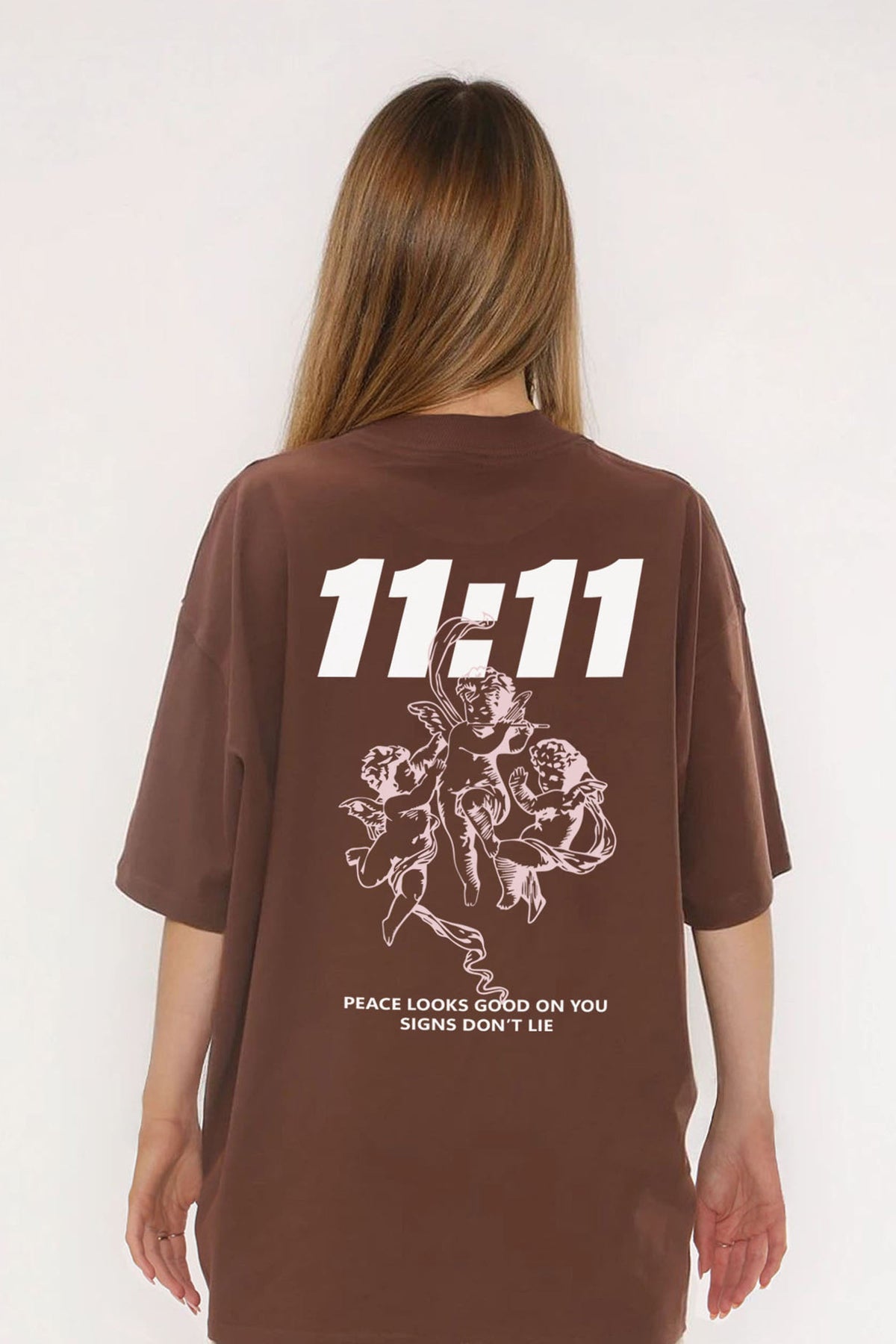 220GSM Oversized T-Shirt in 11:11 Peace Angel Graphic Print