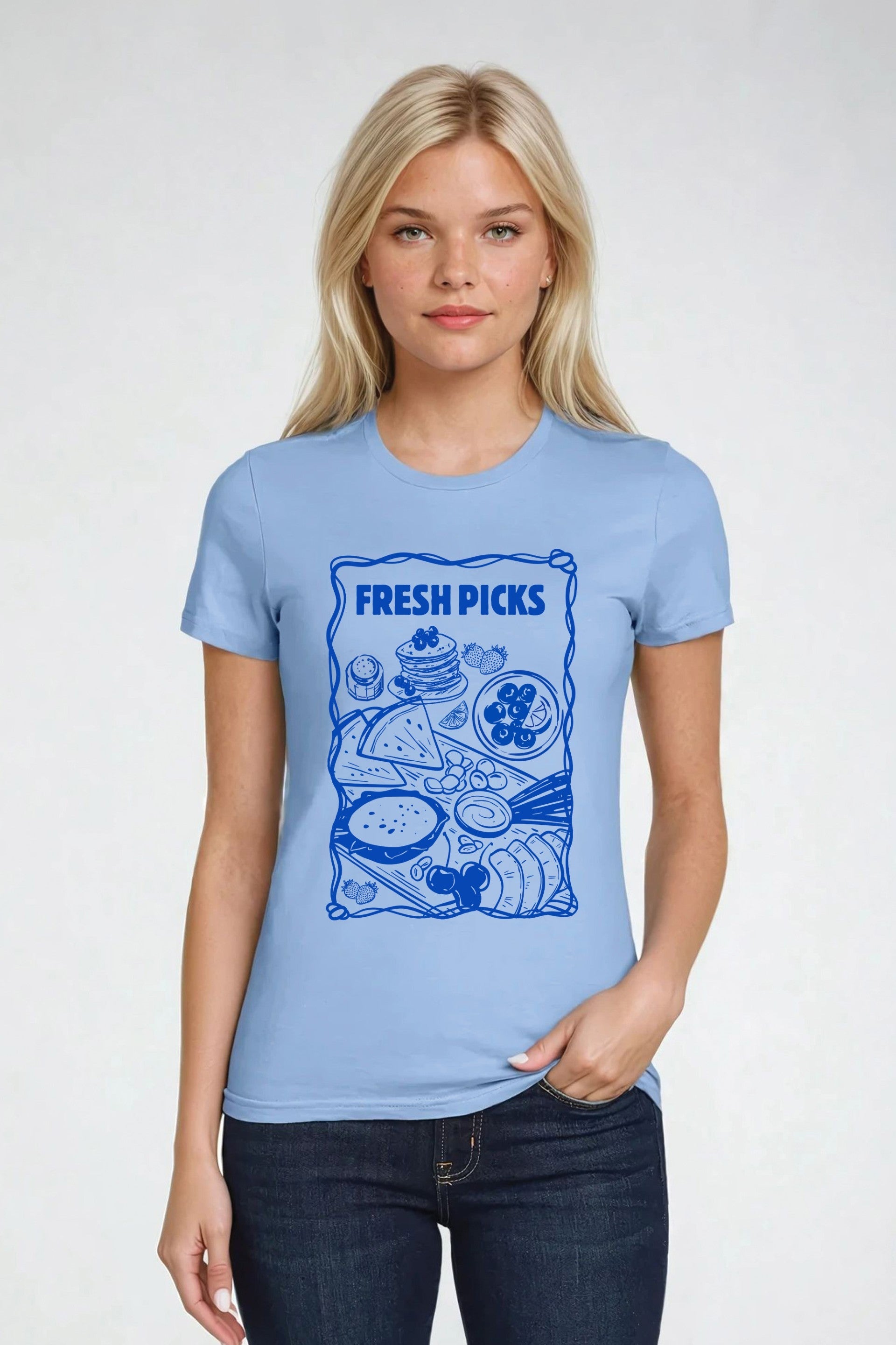 Fresh Picks Picnic Fitted Printed T-Shirt