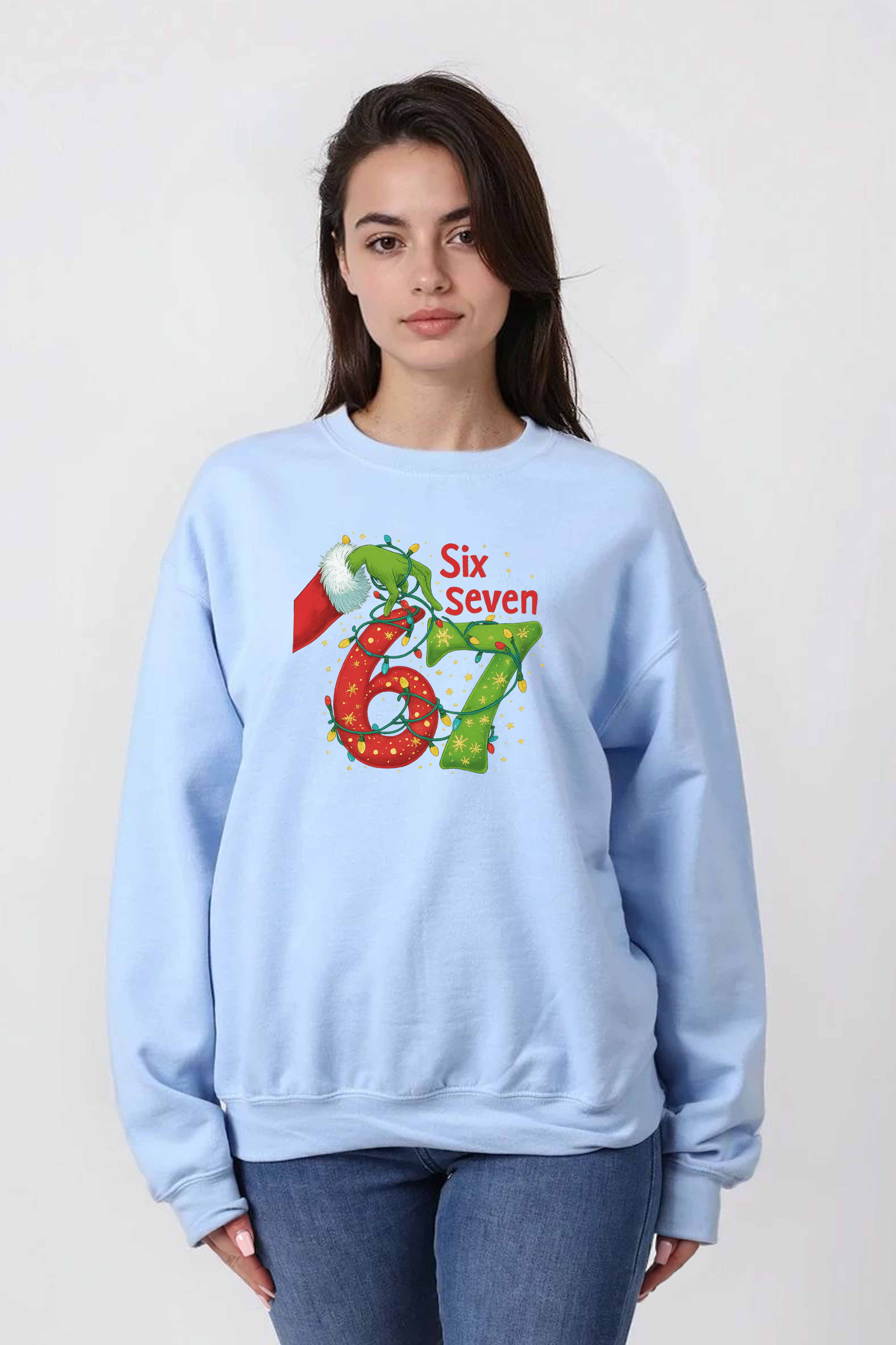 Unisex Heavy Blend Christmas Edition Six Seven Graphic Printed Sweatshirt