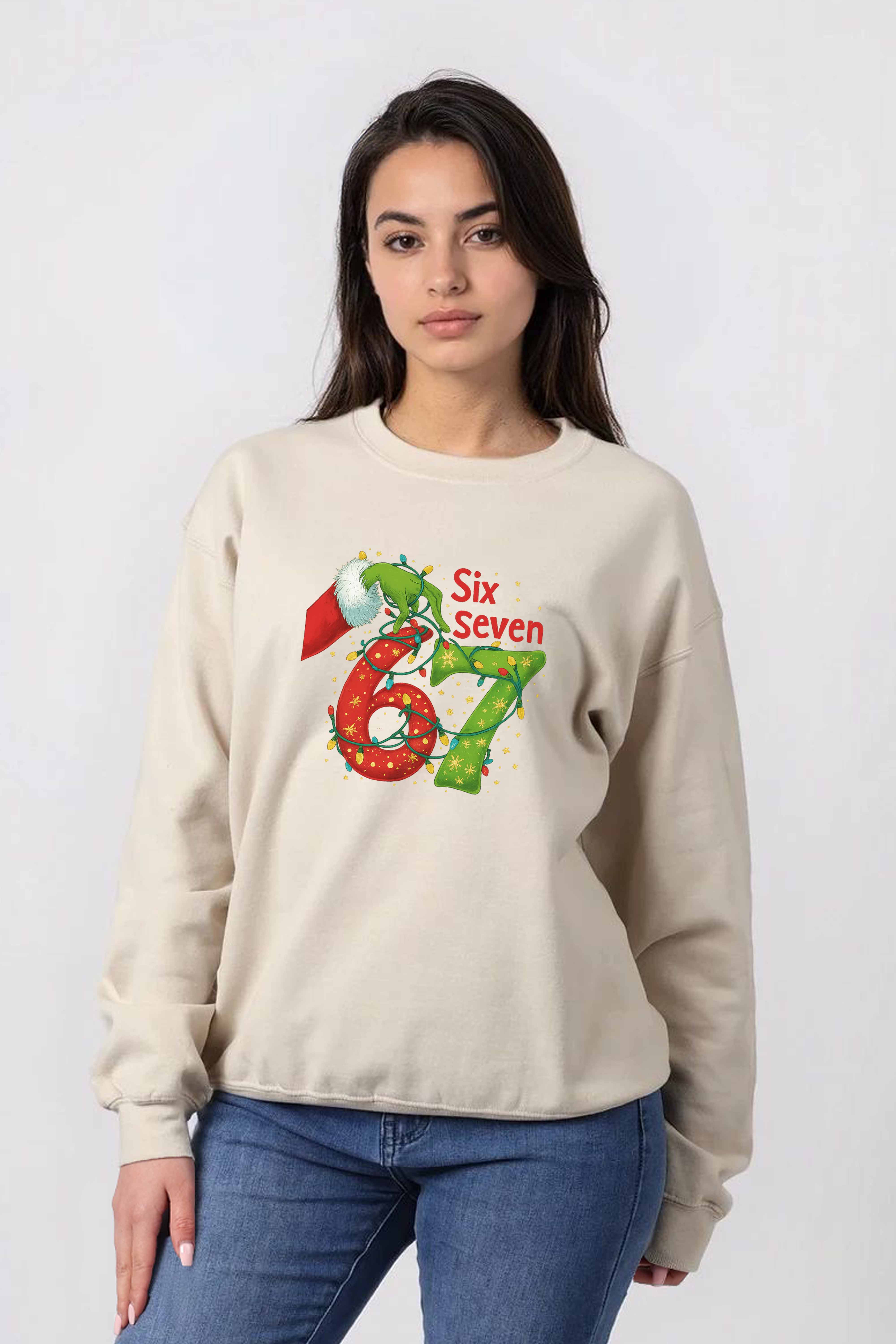 Unisex Heavy Blend Christmas Edition Six Seven Graphic Printed Sweatshirt