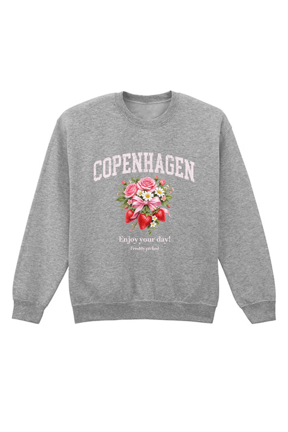 Unisex Heavy Blend Copenhagen Strawberry Floral Printed Sweatshirt