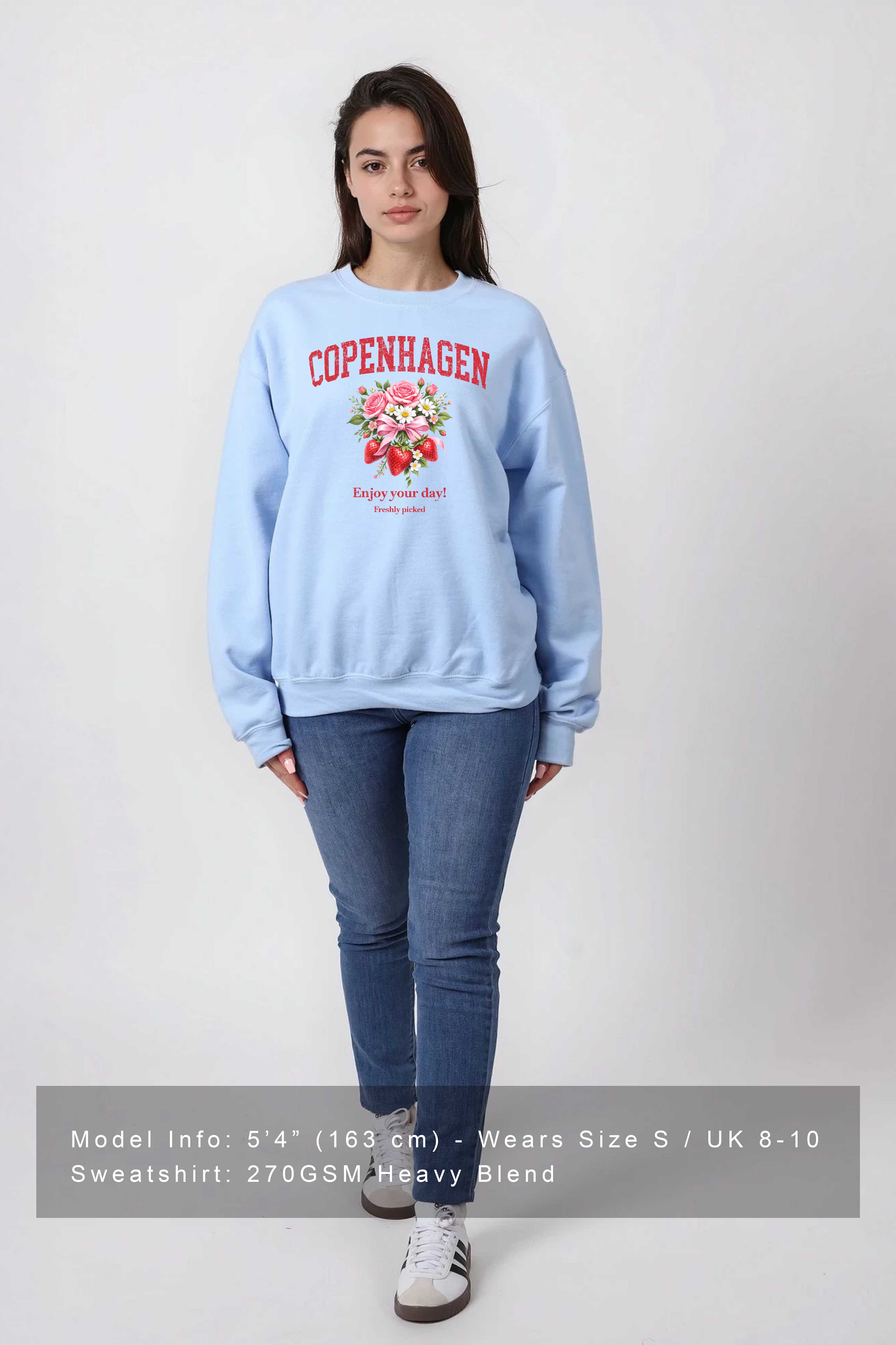 Unisex Heavy Blend Copenhagen Strawberry Floral Printed Sweatshirt