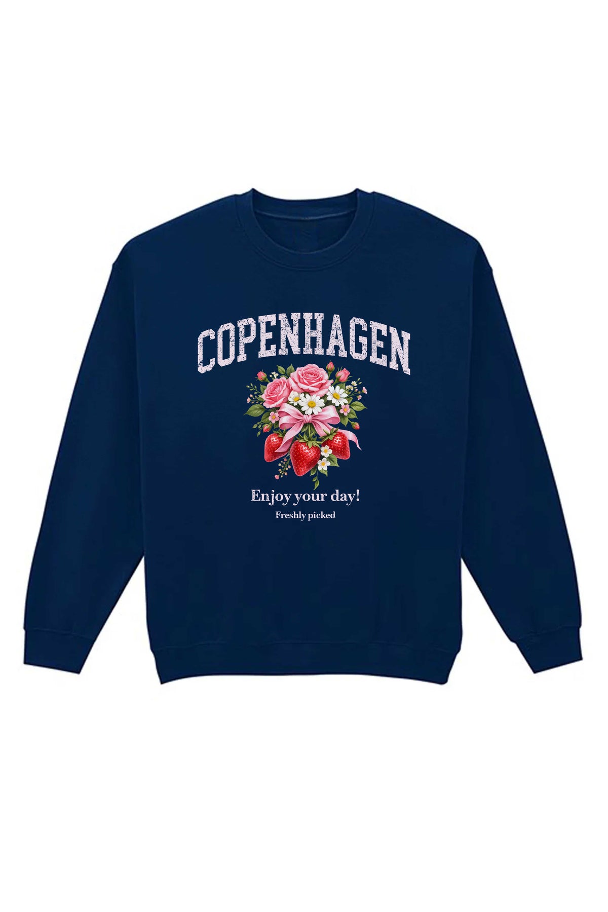 Unisex Heavy Blend Copenhagen Strawberry Floral Printed Sweatshirt