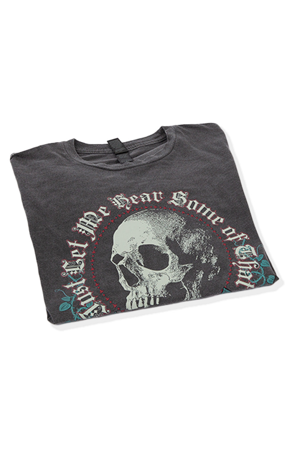 Rock & Roll Skull Print Acid Wash T-Shirt
