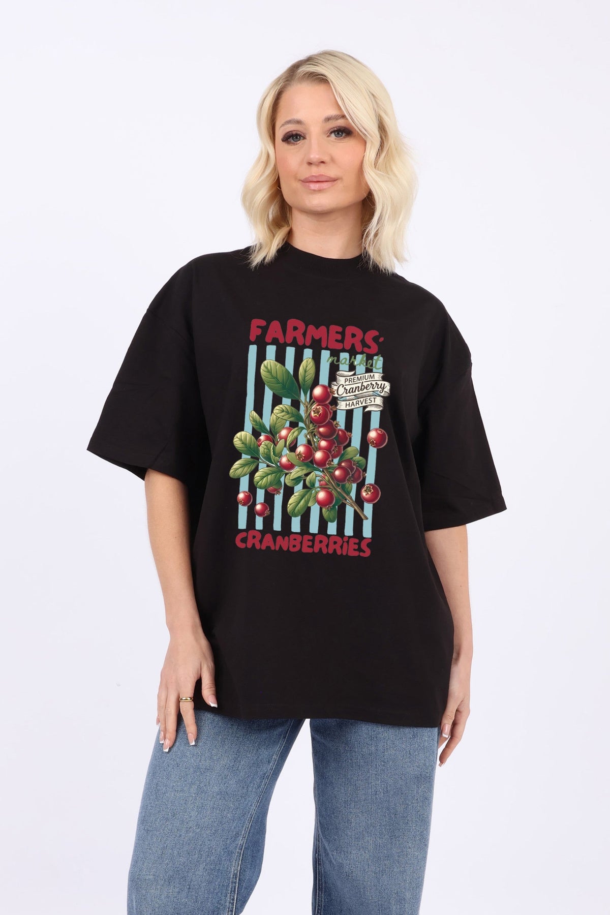 220GSM Oversized T-Shirt in Farmers Market Cranberries Print