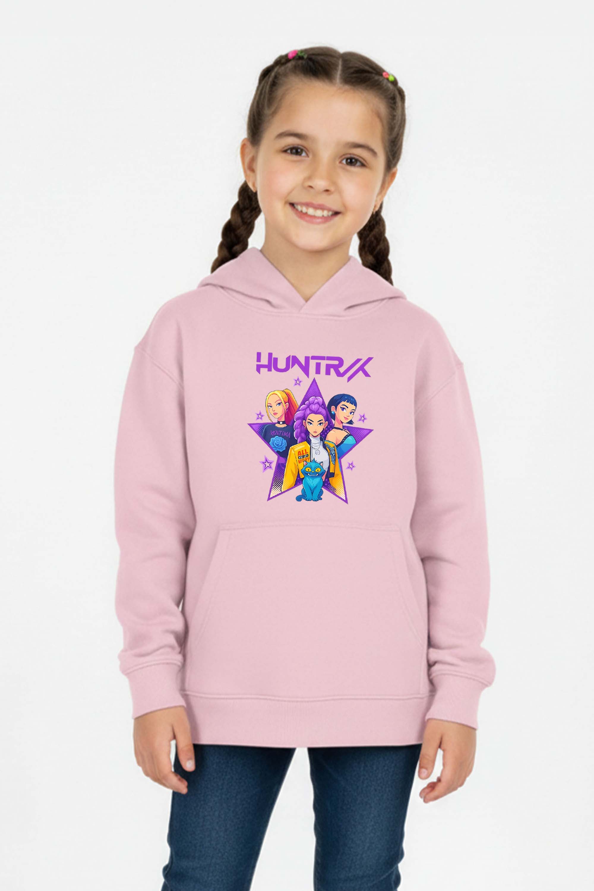 Kids K-Pop Star Squad Graphic Printed Hoodie