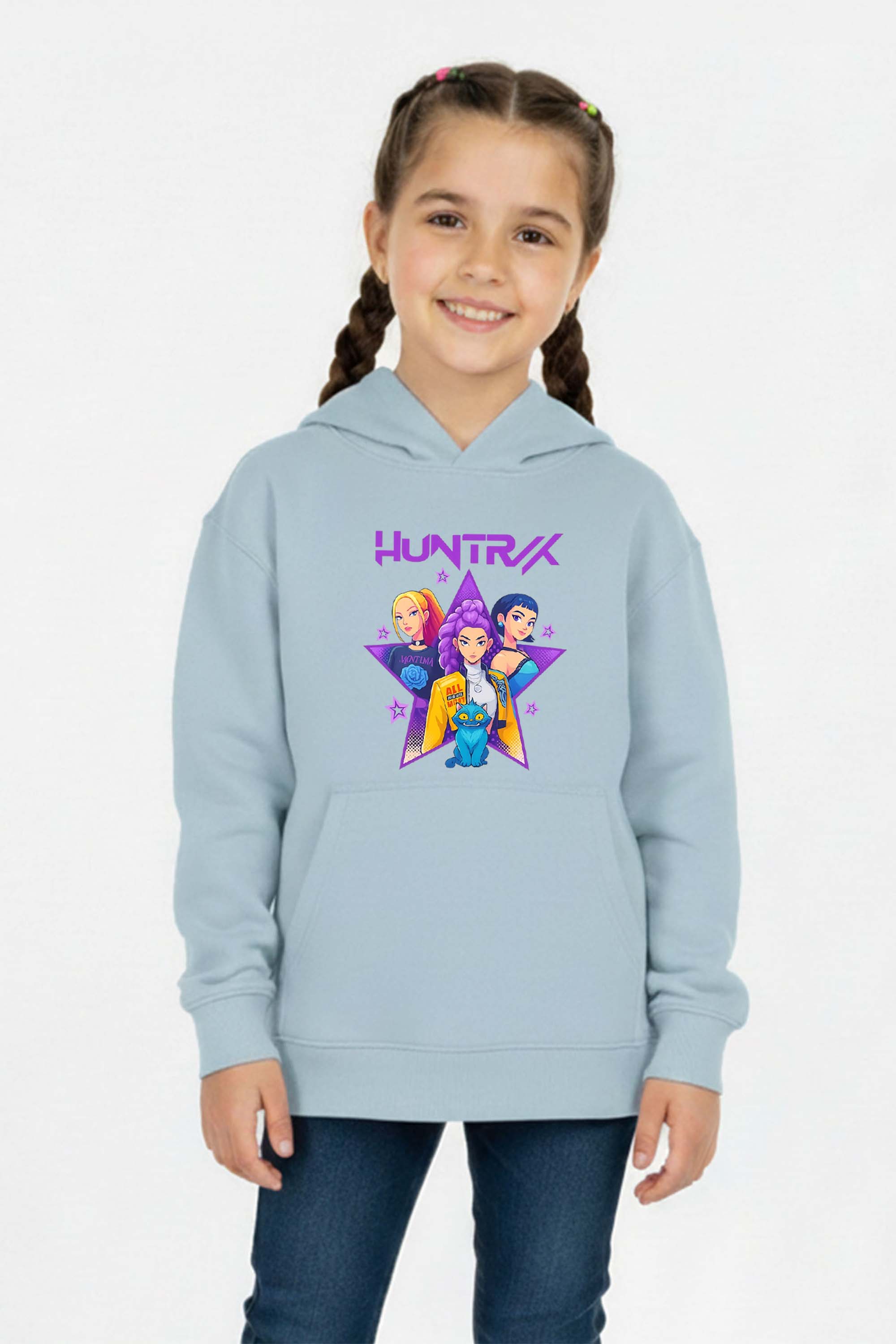 Kids K-Pop Star Squad Graphic Printed Hoodie