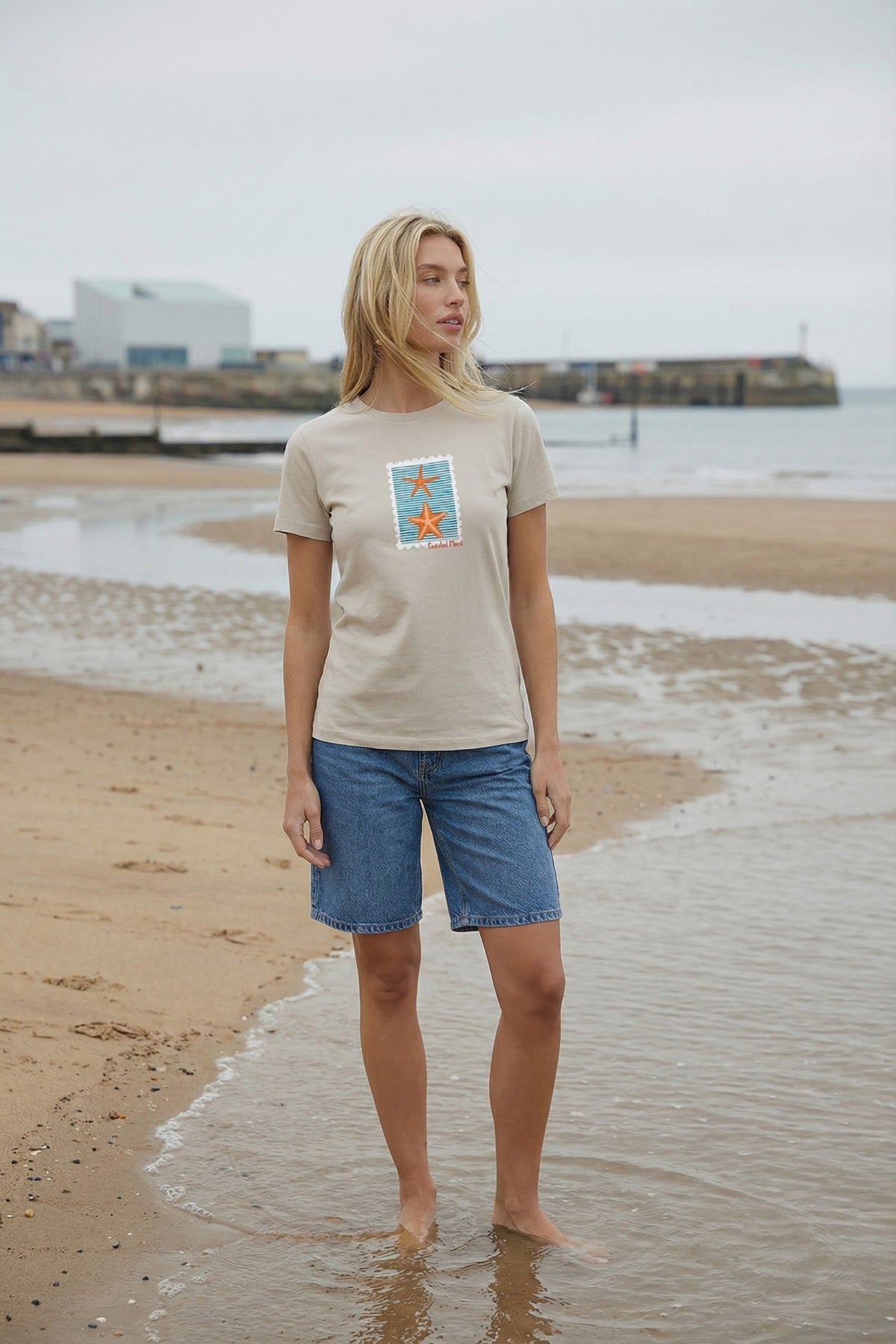 220GSM Regular FIt Coastal Mood Printed T-Shirt