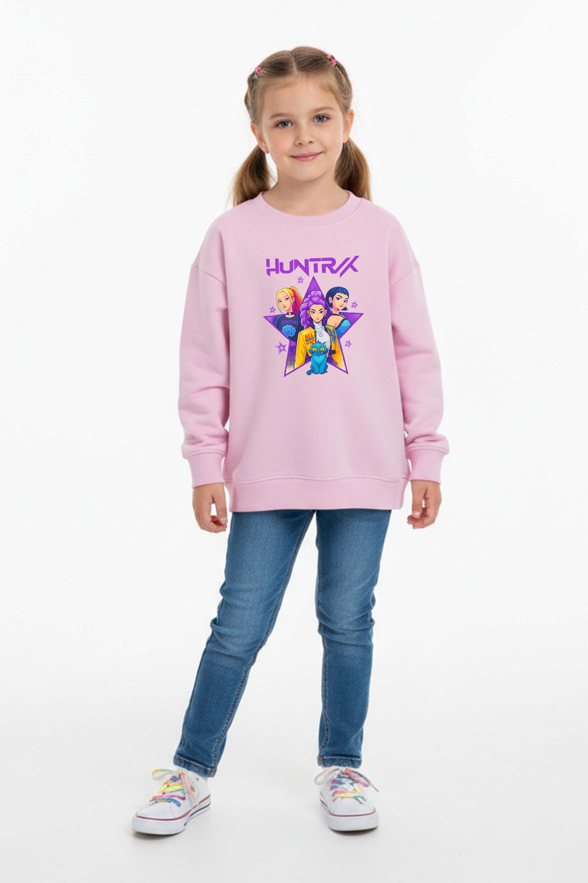 Kids K-Pop Star Squad Graphic Printed Sweatshirt