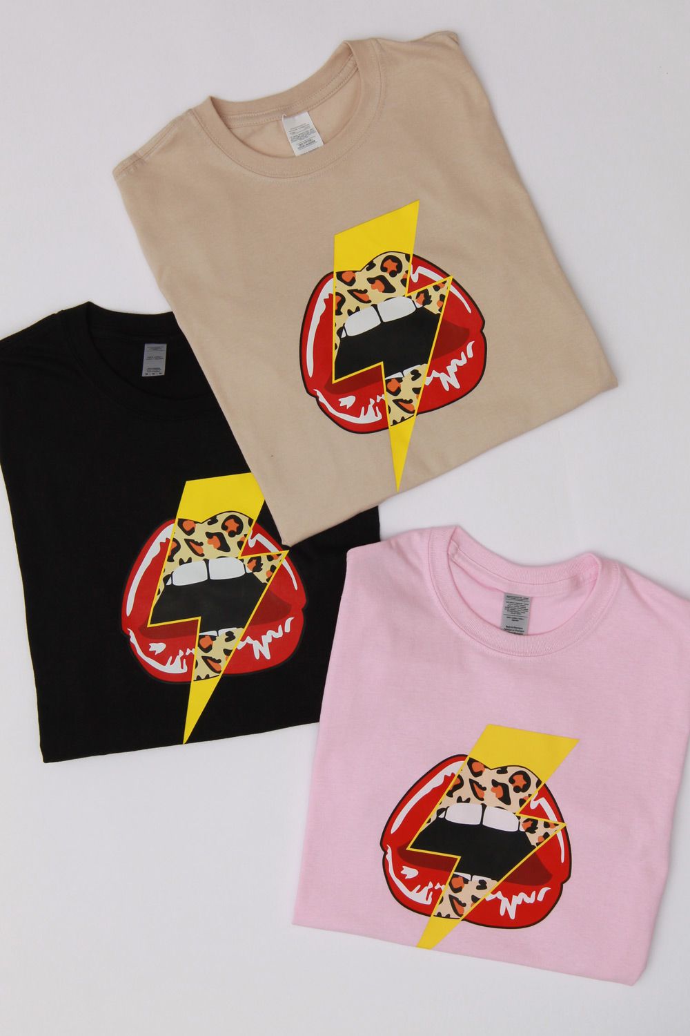 Lightning Lips Print T-Shirt (Pack of 6)