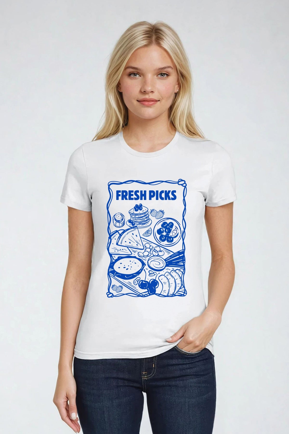 Fresh Picks Picnic Fitted Printed T-Shirt