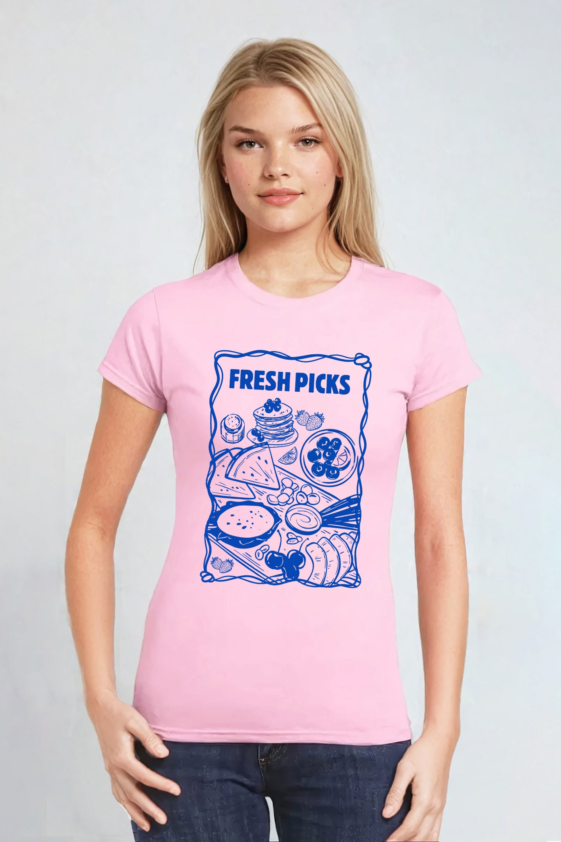 Fresh Picks Picnic Fitted Printed T-Shirt