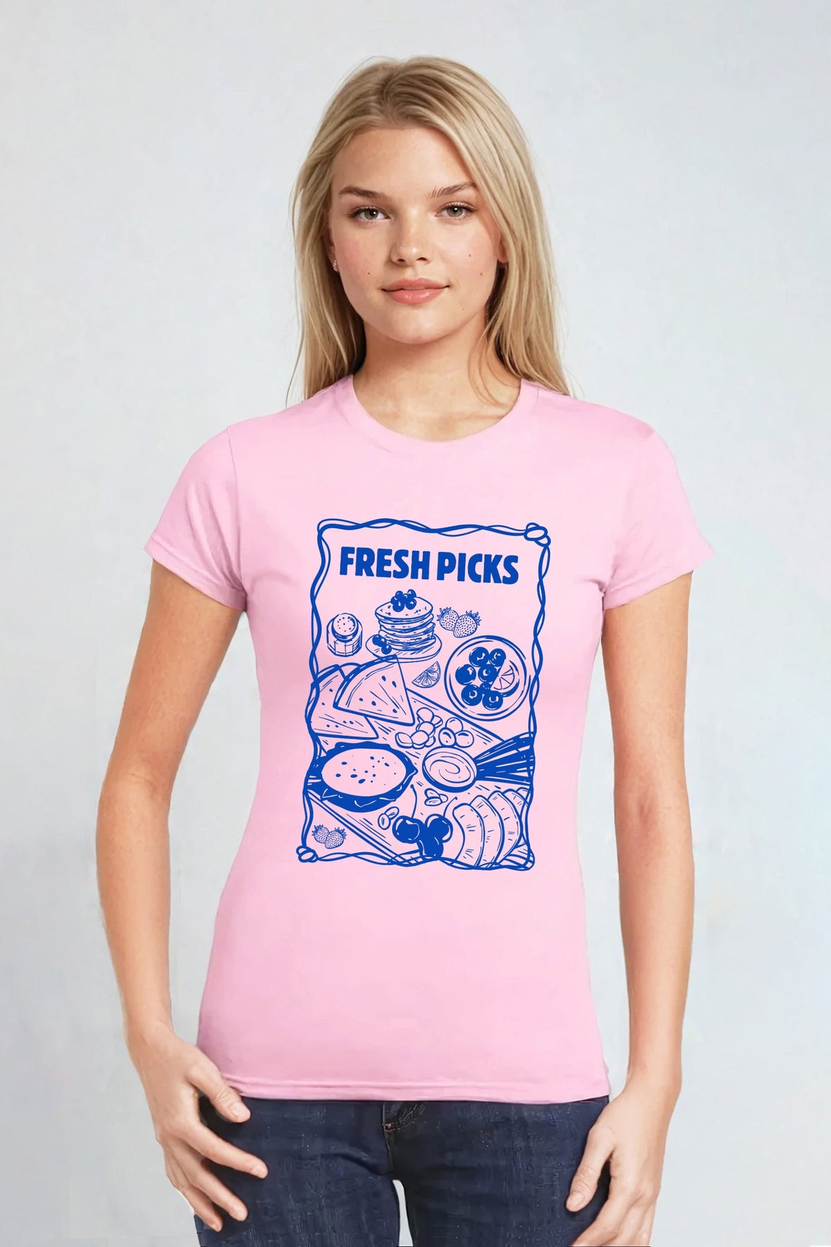 Fresh Picks Picnic Fitted Printed T-Shirt
