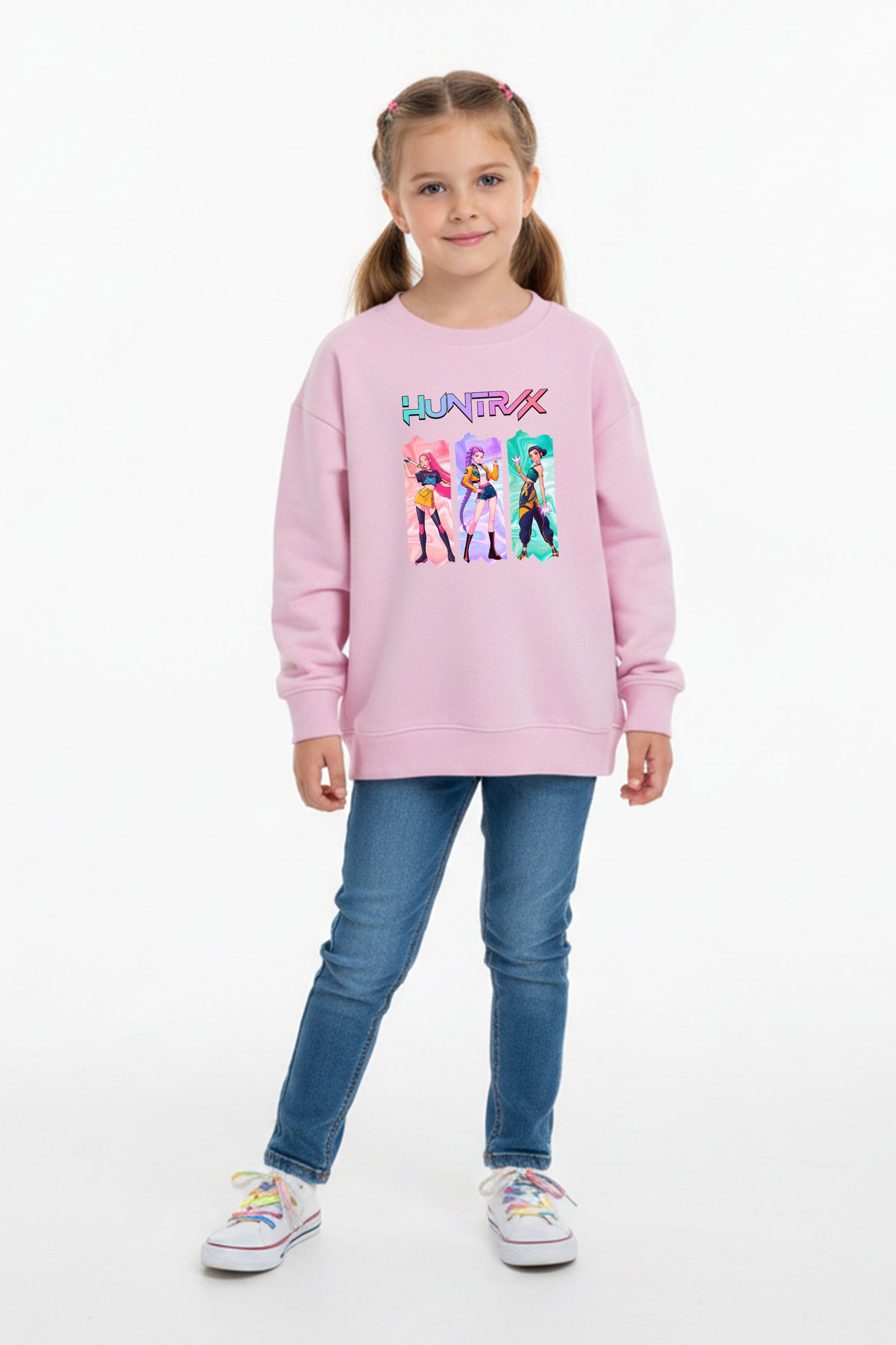 Kids K-pop Trio Graphic Printed Sweatshirt