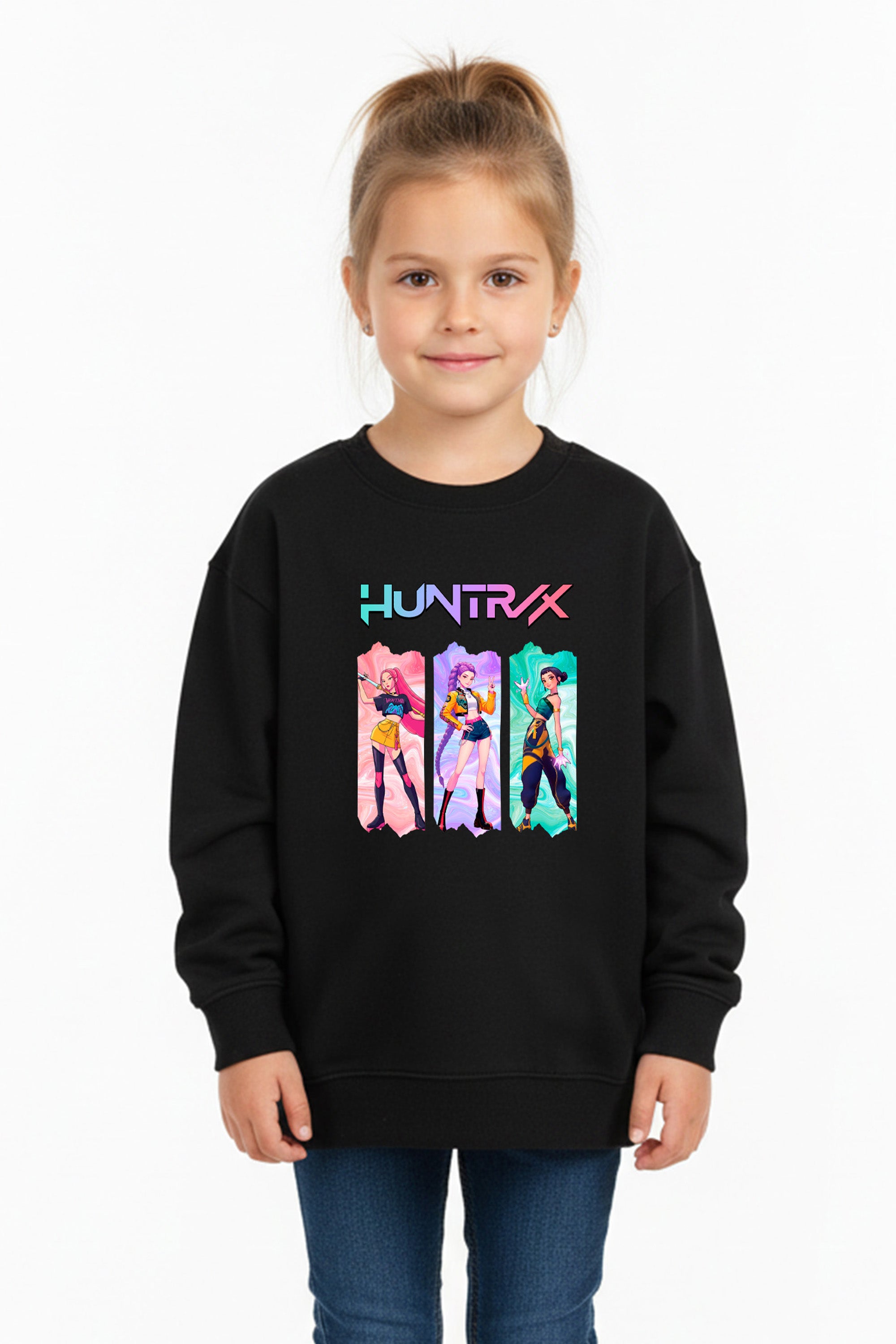 Kids K-pop Trio Graphic Printed Sweatshirt
