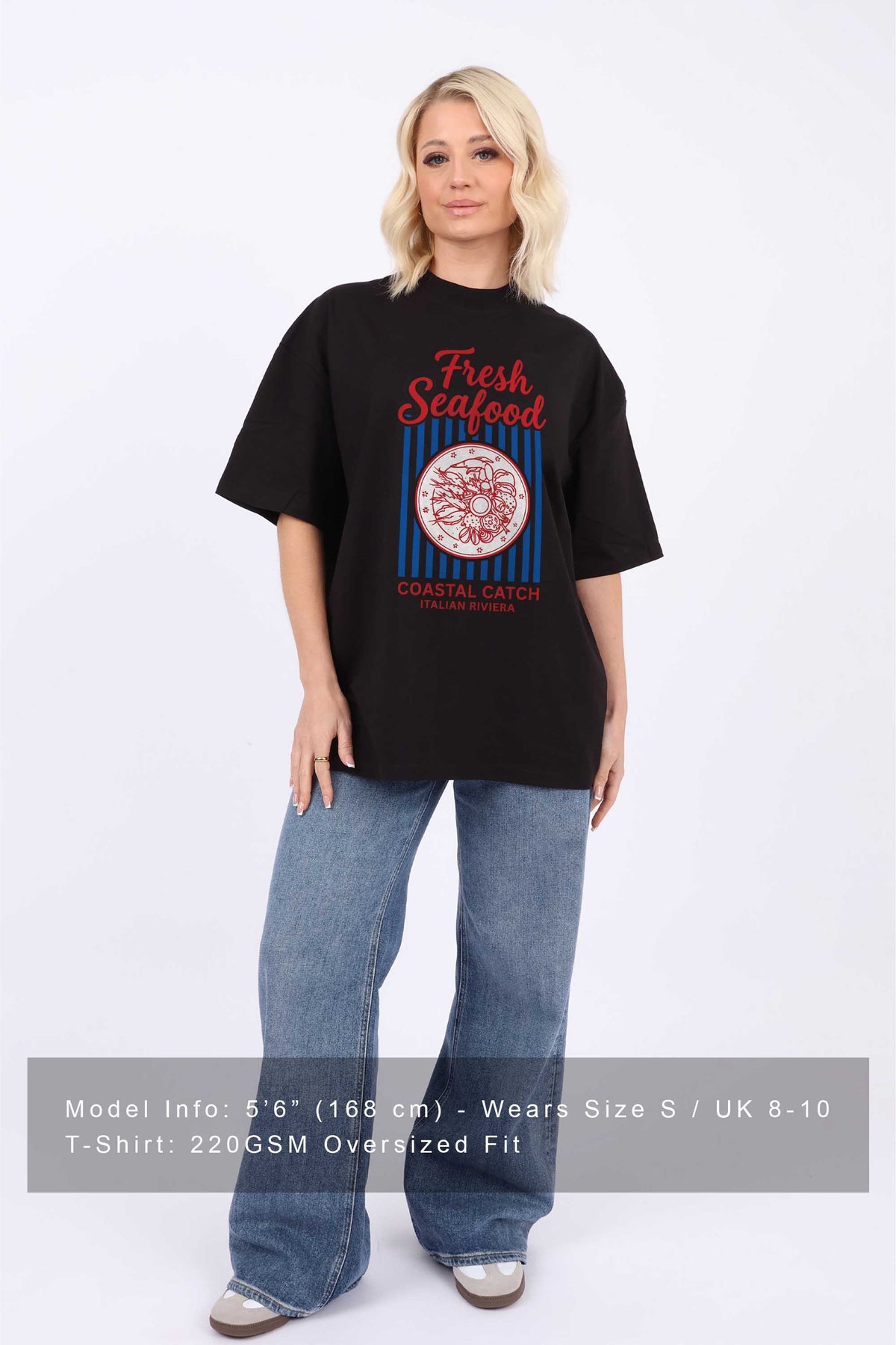 220GSM Oversized T-Shirt in Fresh Seafood Print