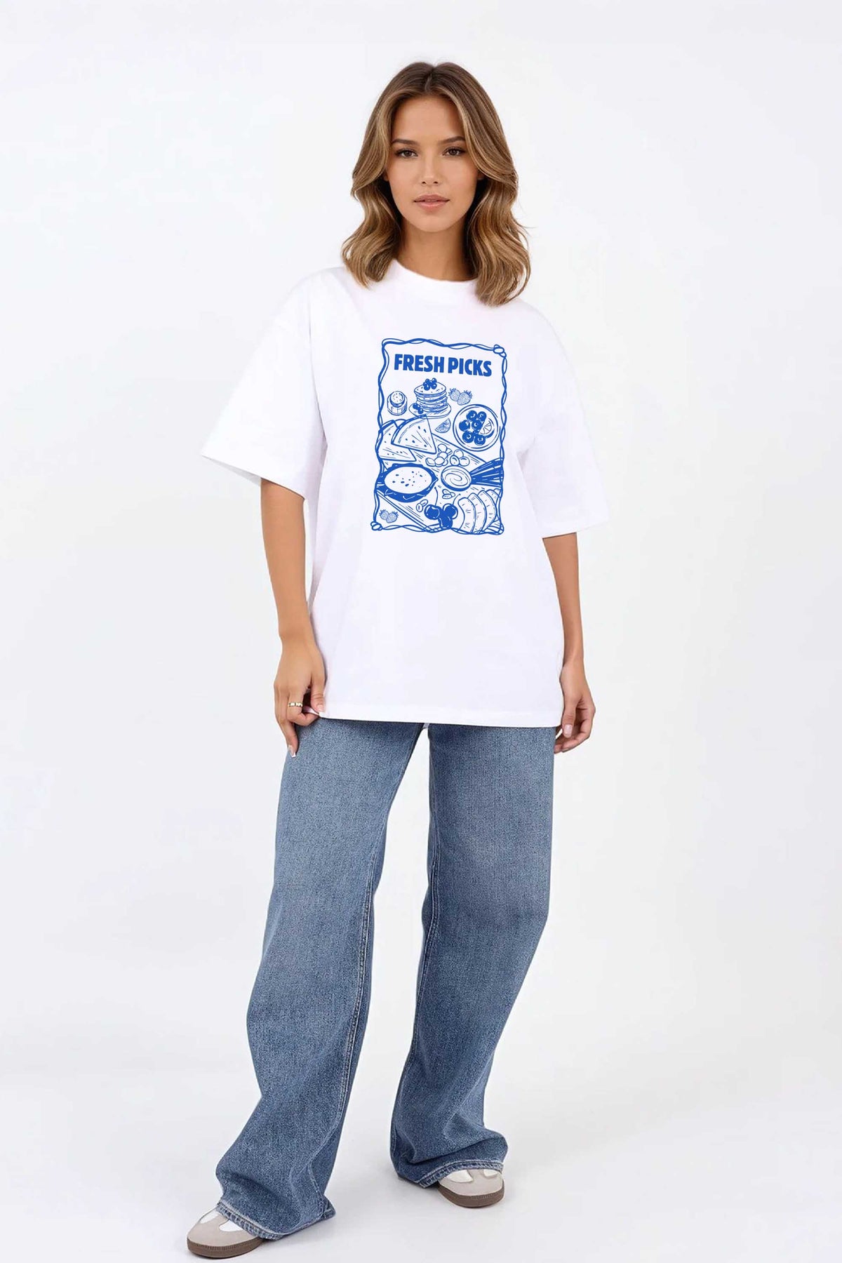220GSM Oversized T-Shirt in Fresh Picks Picnic Print
