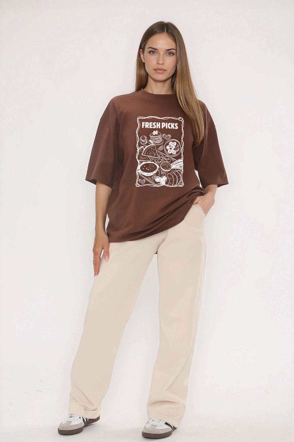 220GSM Oversized T-Shirt in Fresh Picks Picnic Print