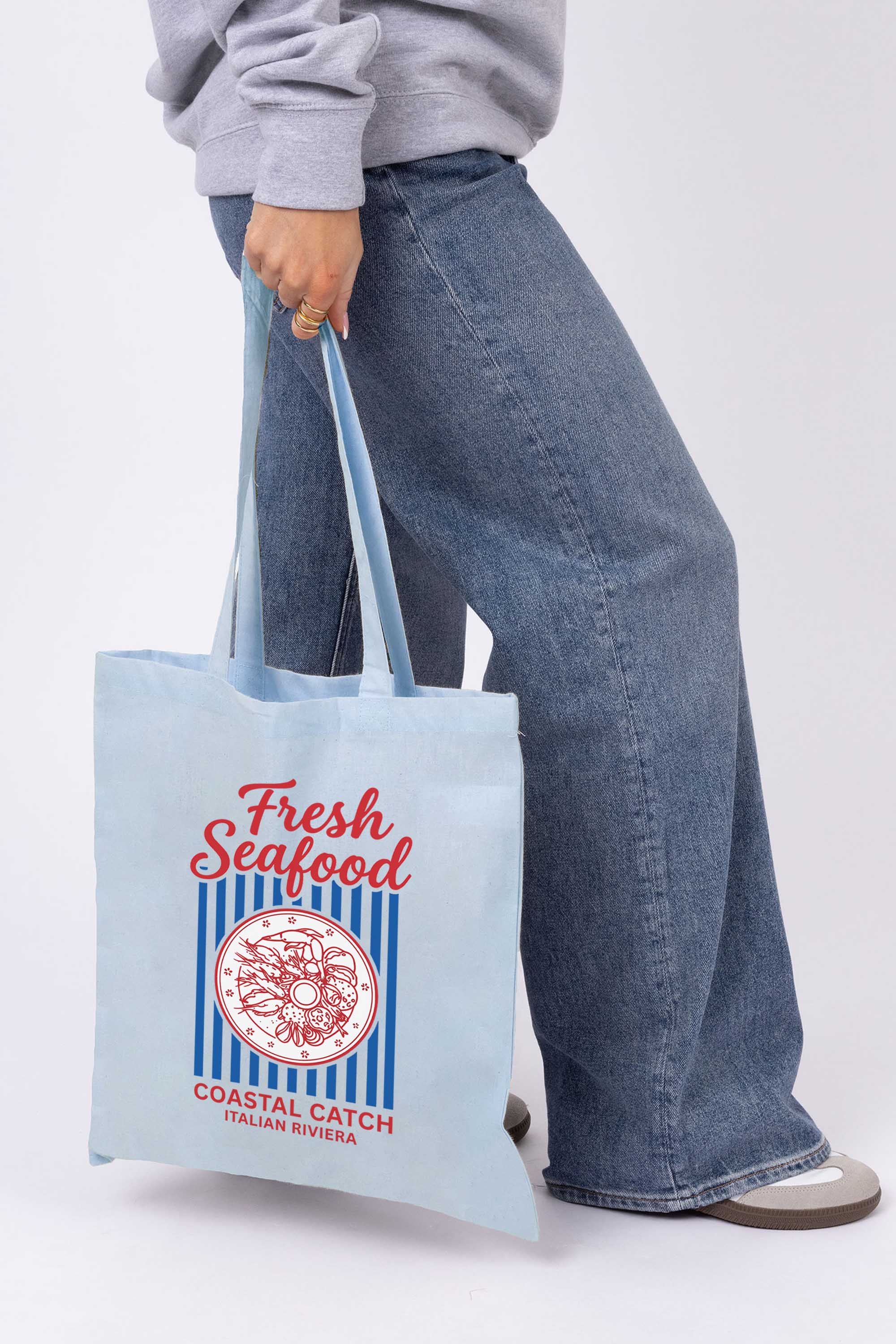 Fresh Seafood Printed Tote bag