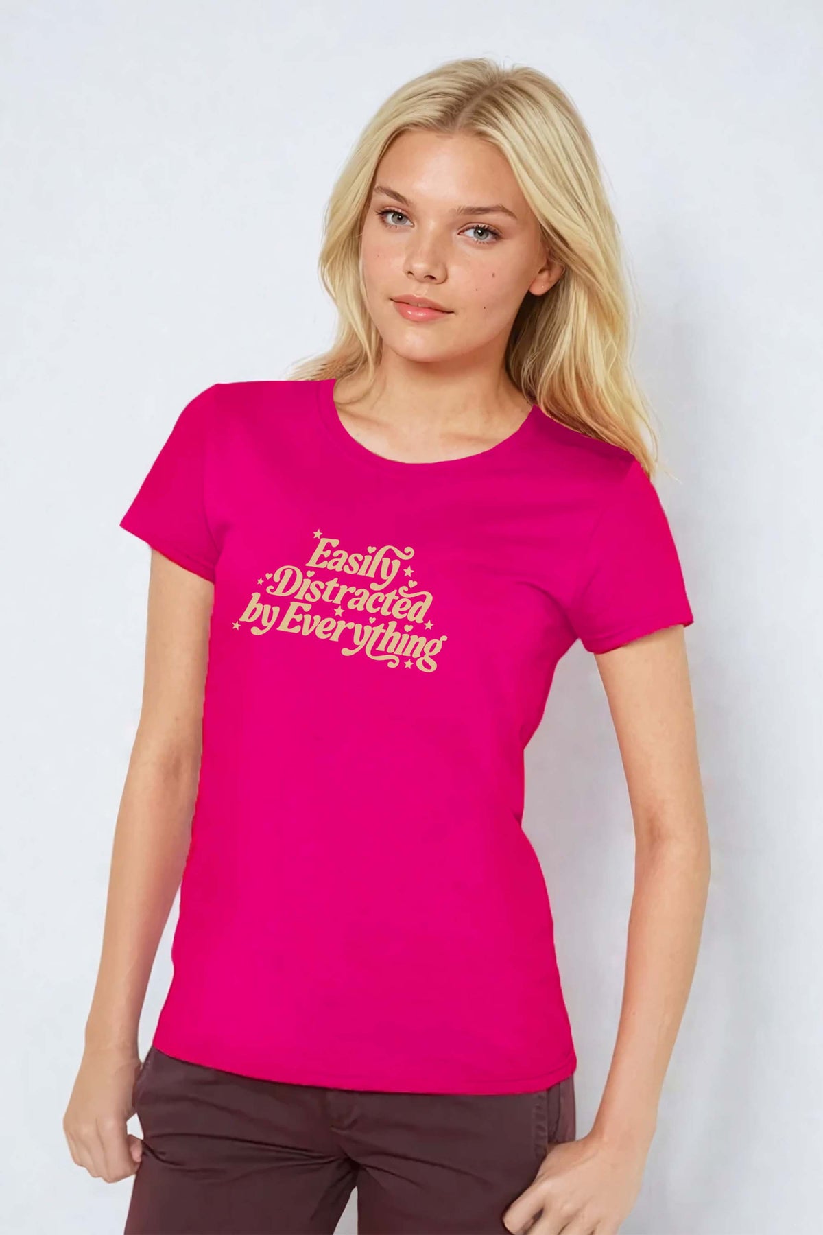Easily Distracted by Everything Fitted Printed T-shirt