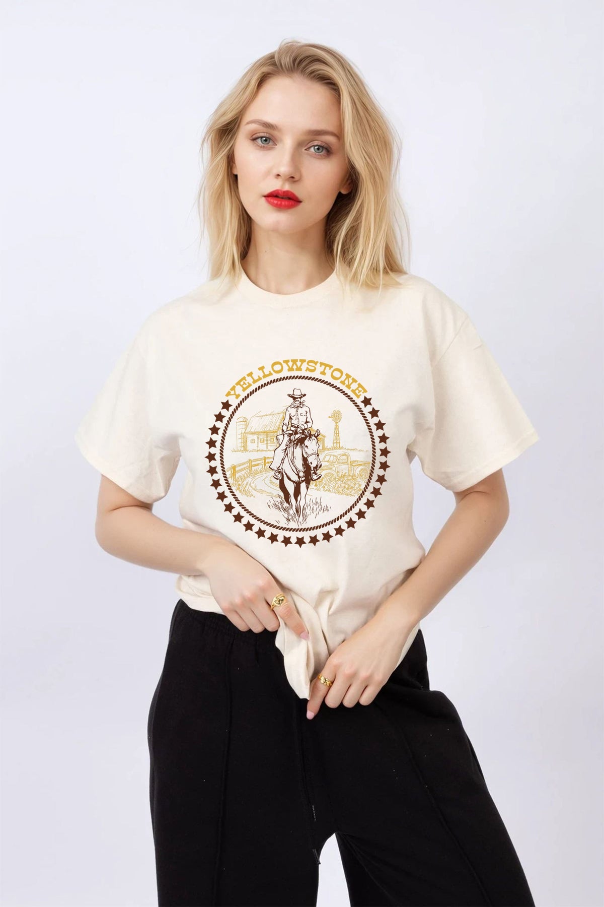 Regular Fit T-shirt in Yellow Stone Print