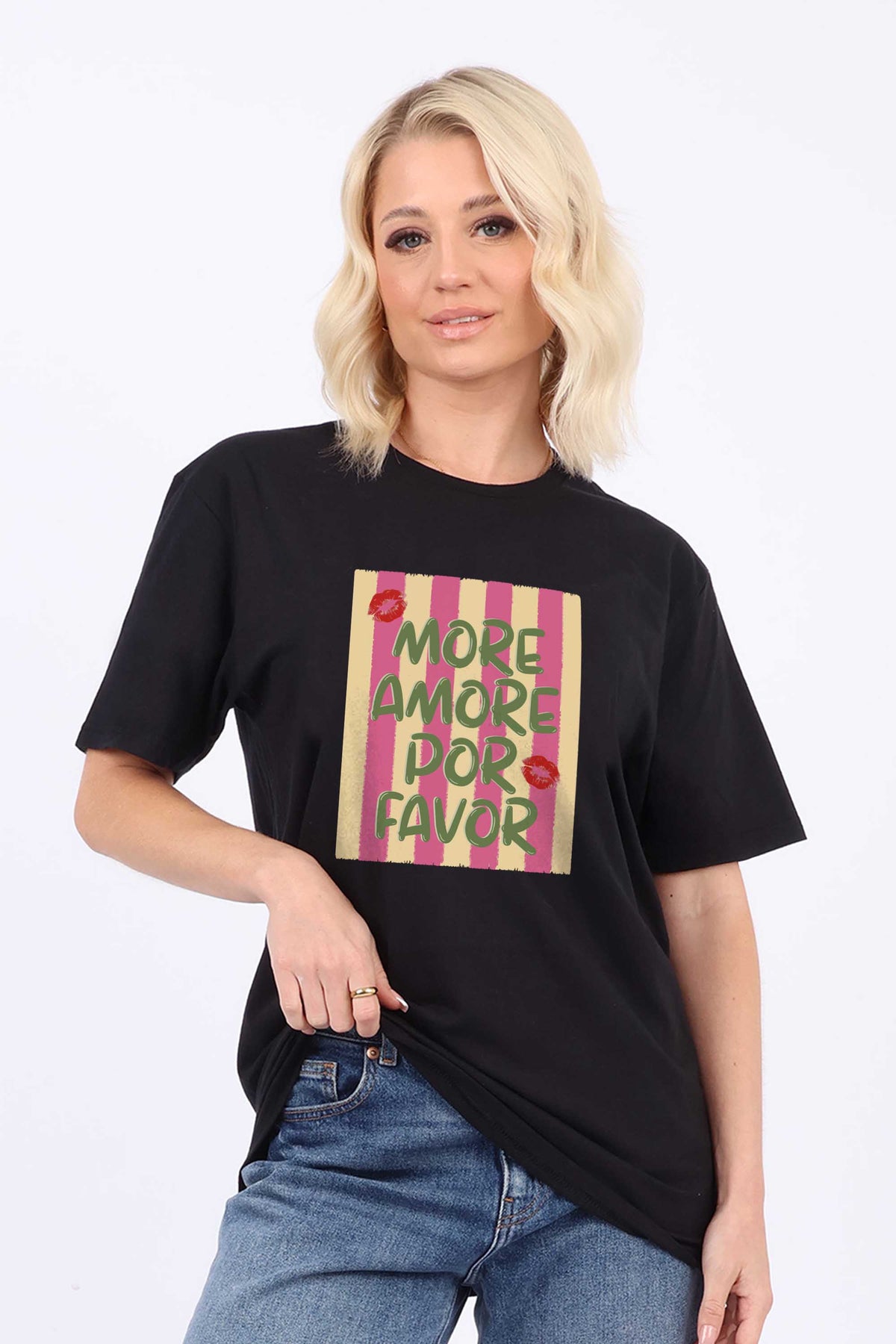 More Amour Por Favor Retro Printed T-Shirt