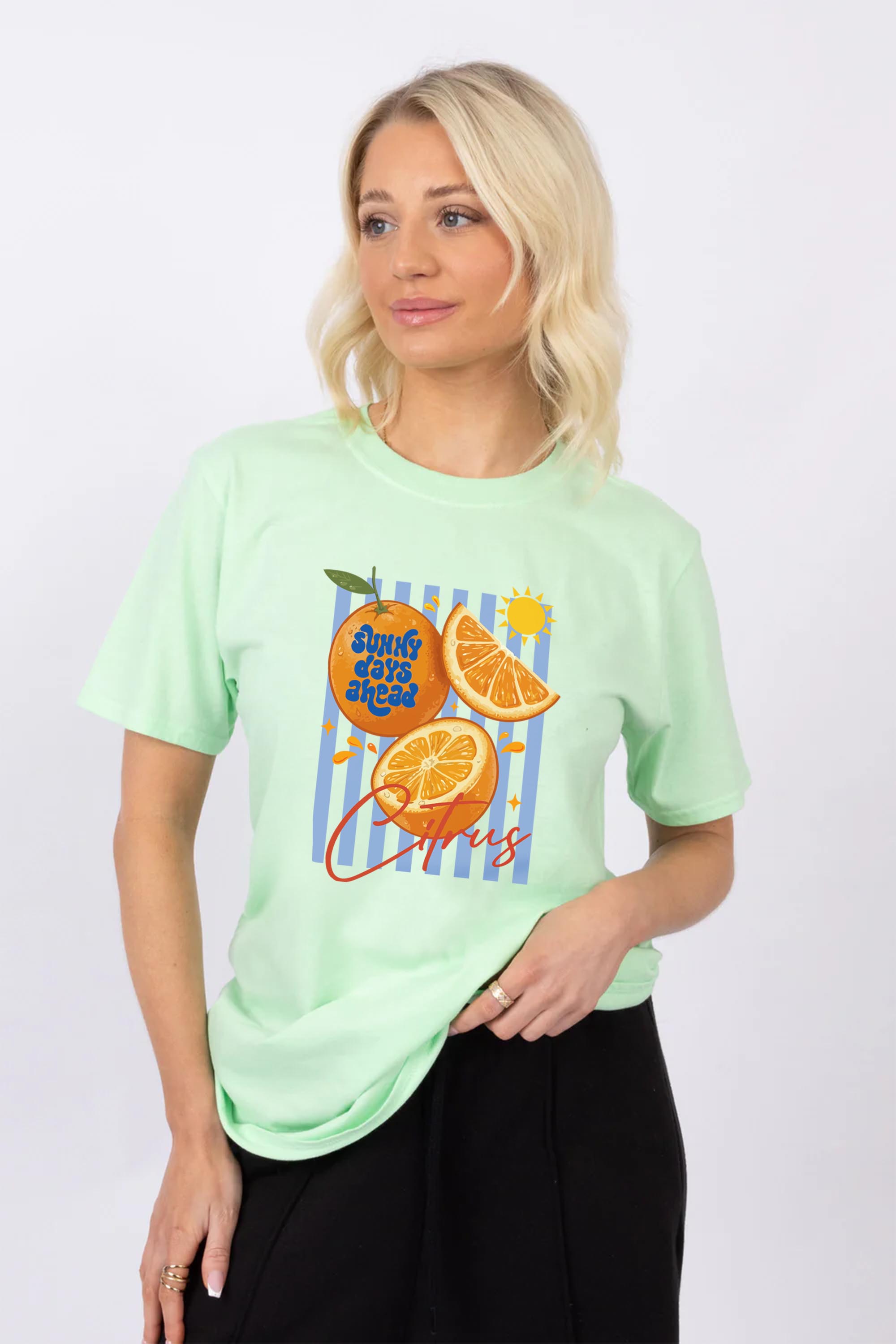 Retro Citrus Orange Printed T-shirt