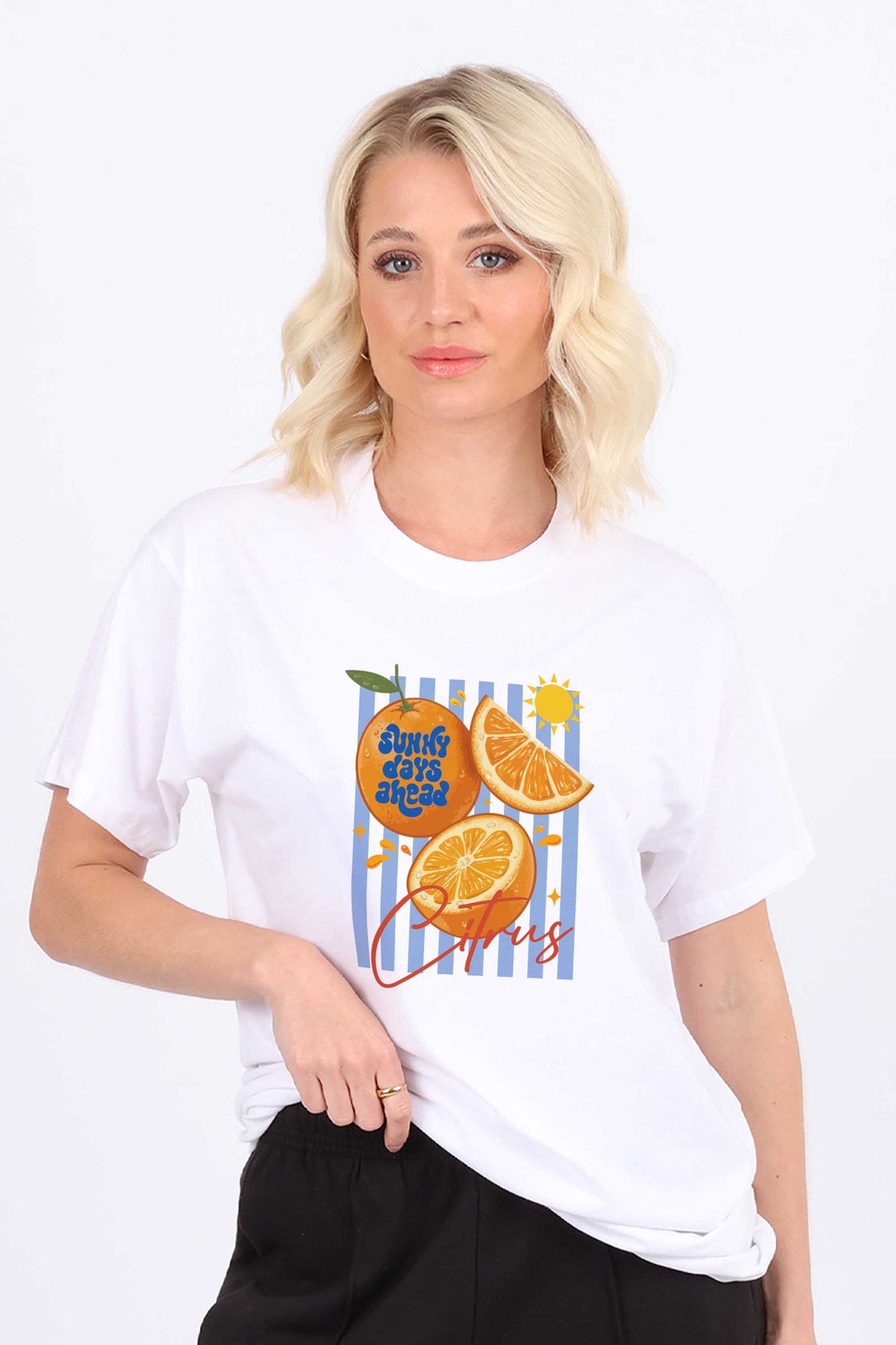 Retro Citrus Orange Printed T-shirt