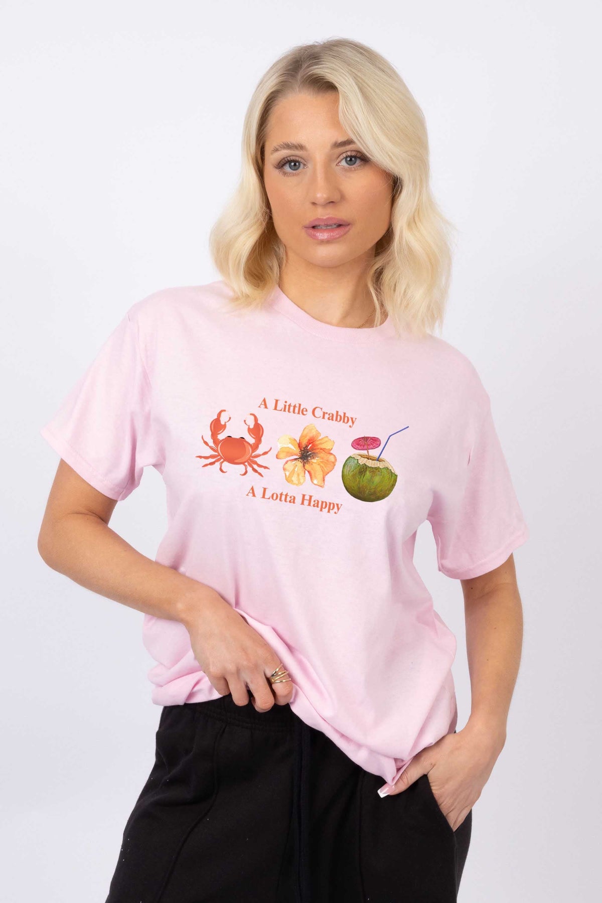 A Little Crabby A Lotta Happy Printed T-Shirt
