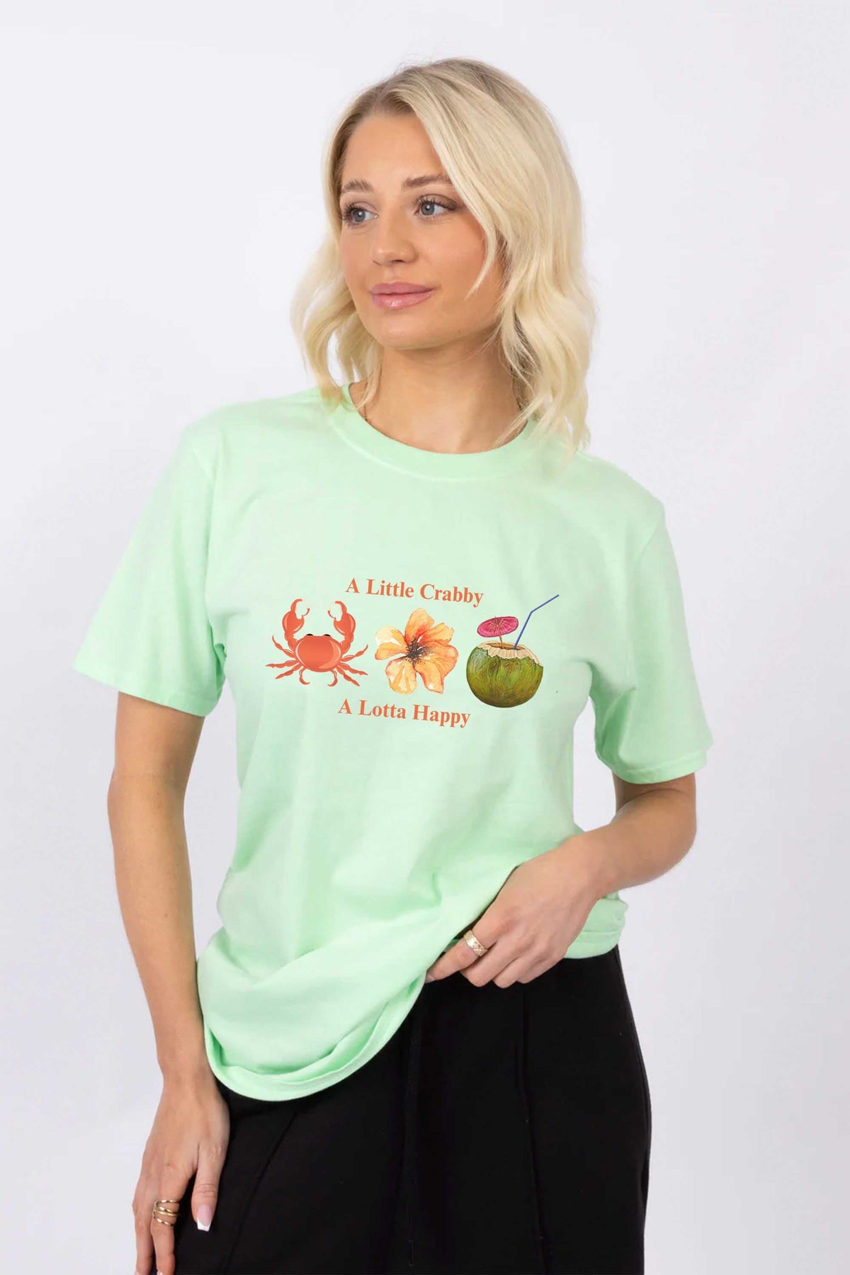 A Little Crabby A Lotta Happy Printed T-Shirt