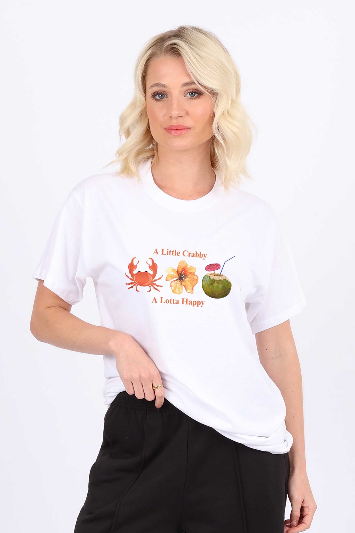 A Little Crabby A Lotta Happy Printed T-Shirt