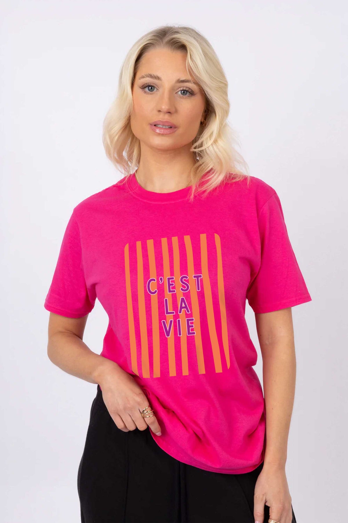 Retro Style C’est La Vie Printed T-Shirt