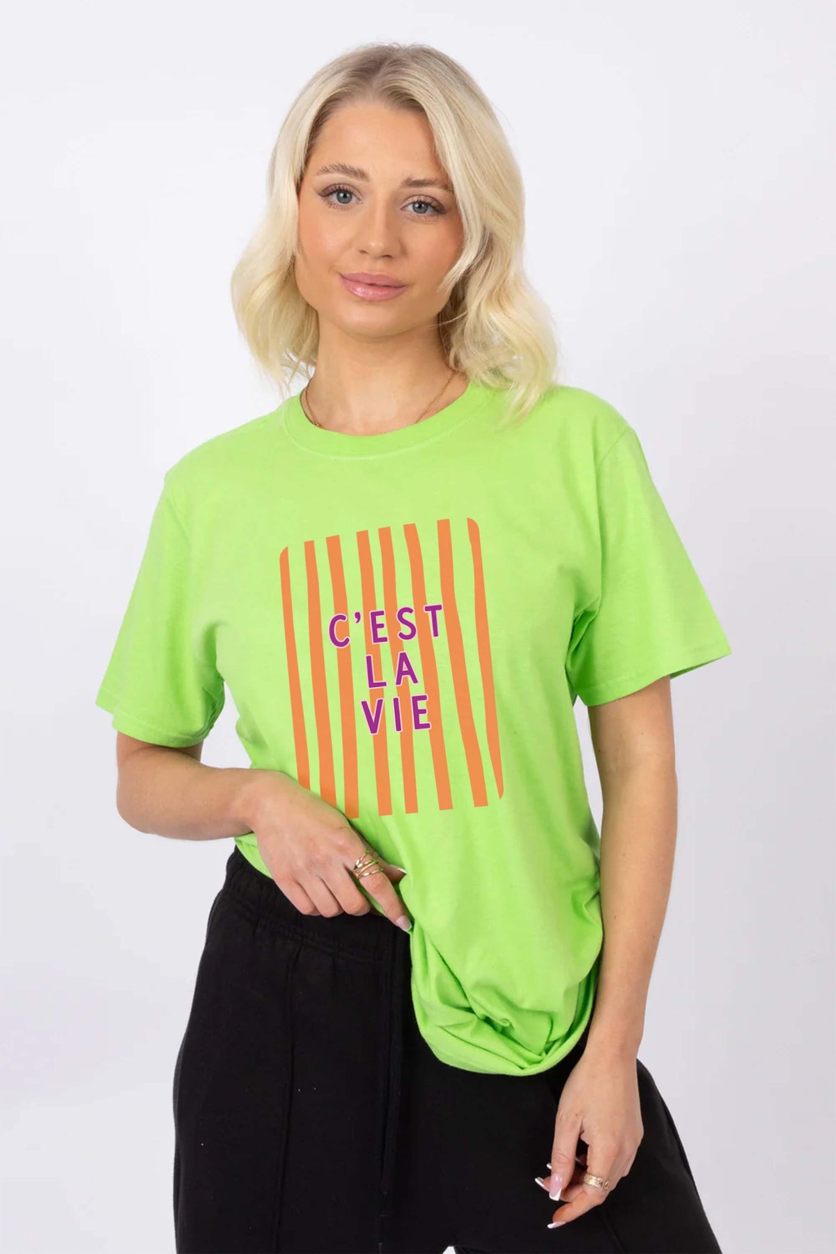 Retro Style C’est La Vie Printed T-Shirt