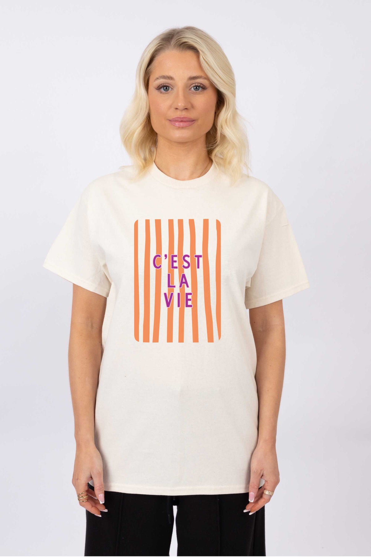 Retro Style C’est La Vie Printed T-Shirt