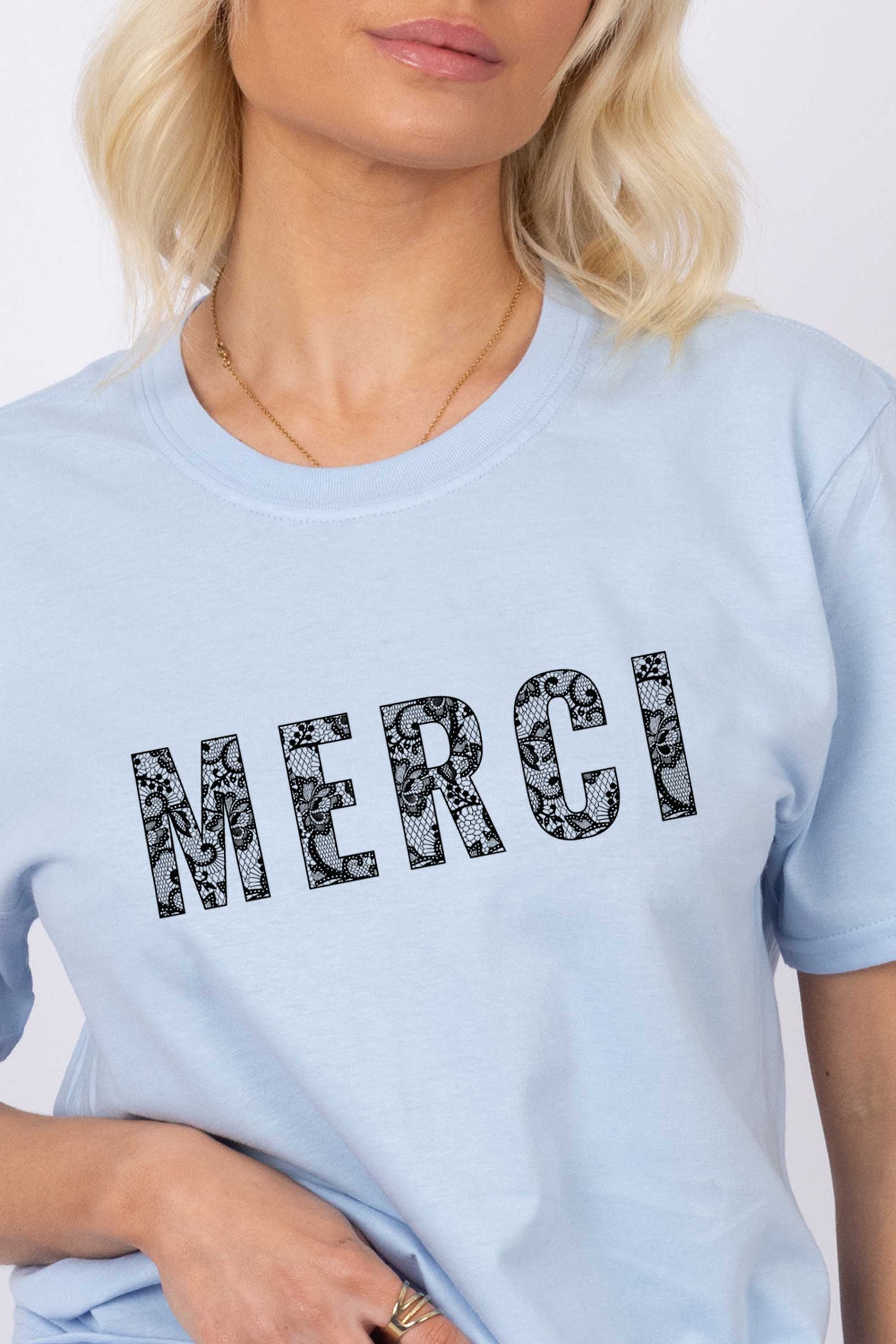 Merci Lace Printed T-Shirt