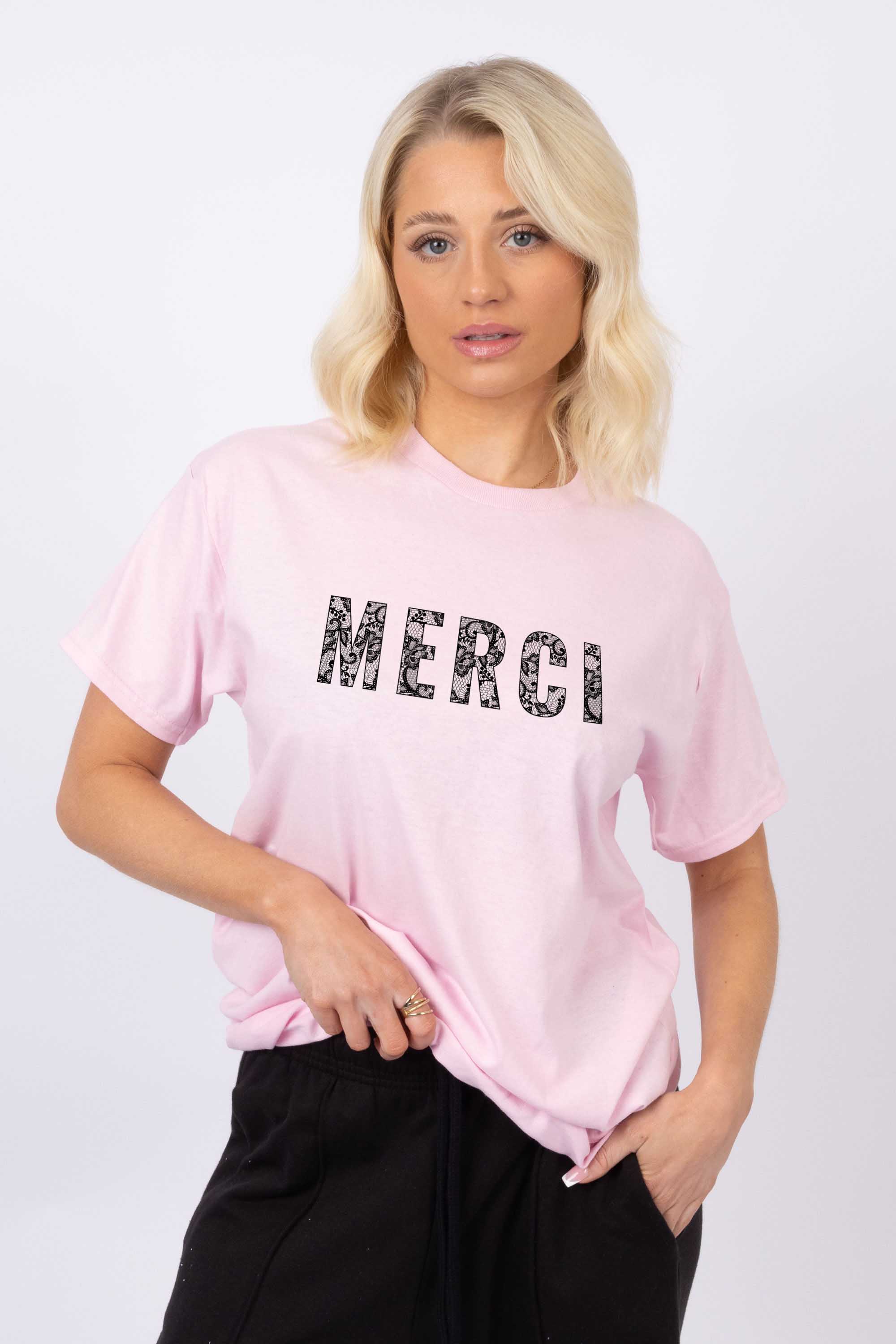 Merci Lace Printed T-Shirt