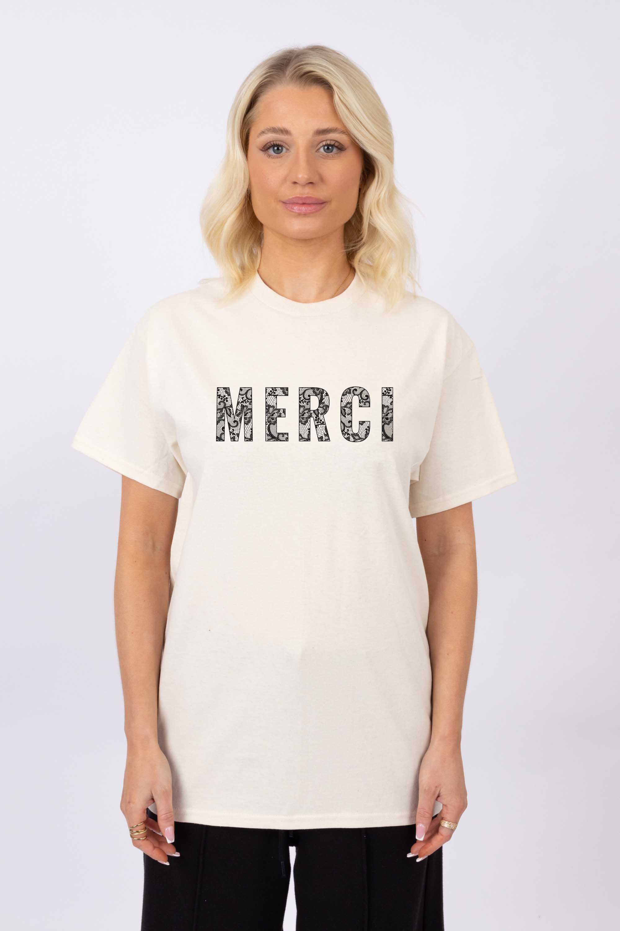 Merci Lace Printed T-Shirt