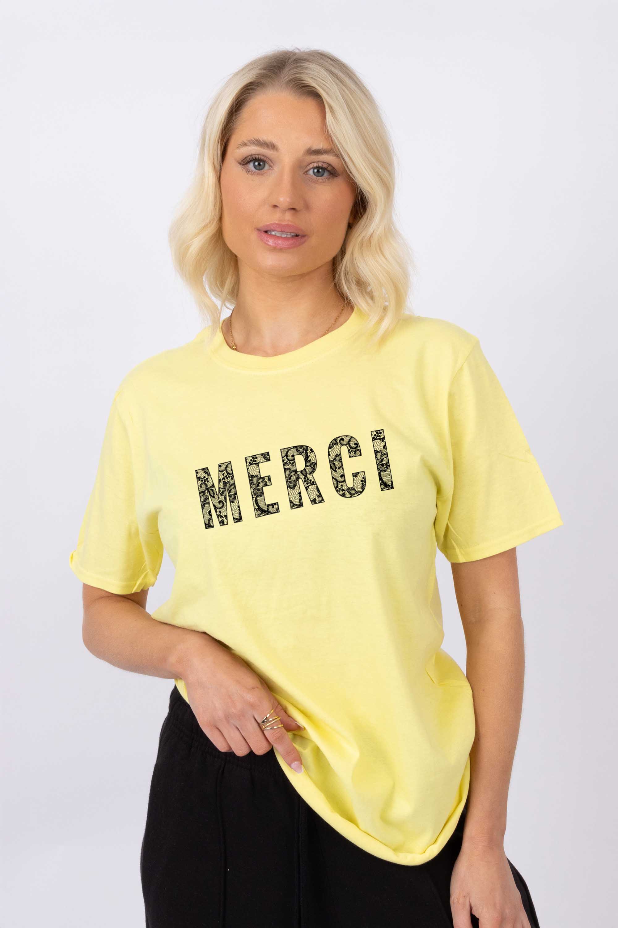 Merci Lace Printed T-Shirt