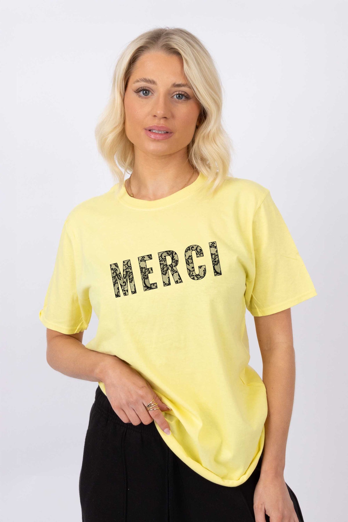 Merci Lace Printed T-Shirt