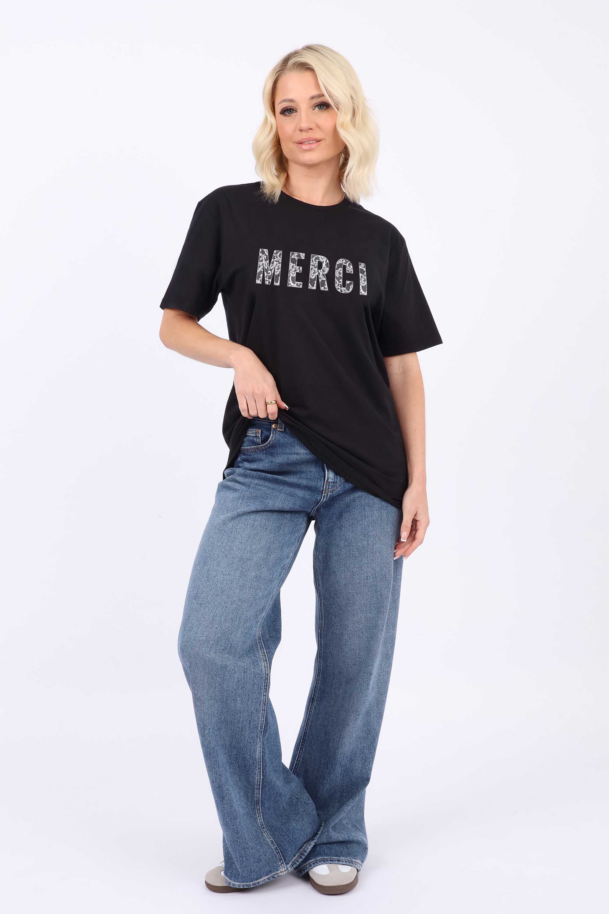 Merci Lace Printed T-Shirt