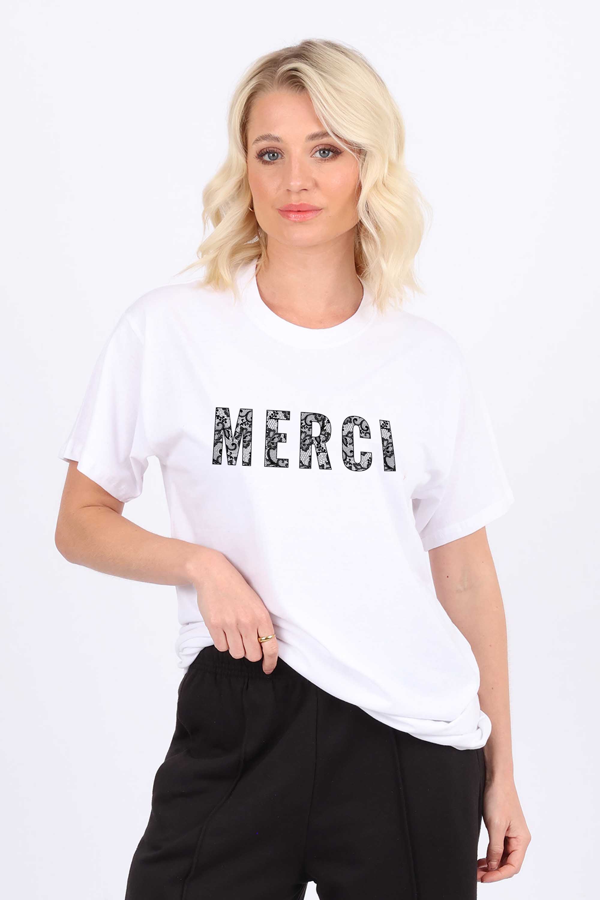 Merci Lace Printed T-Shirt
