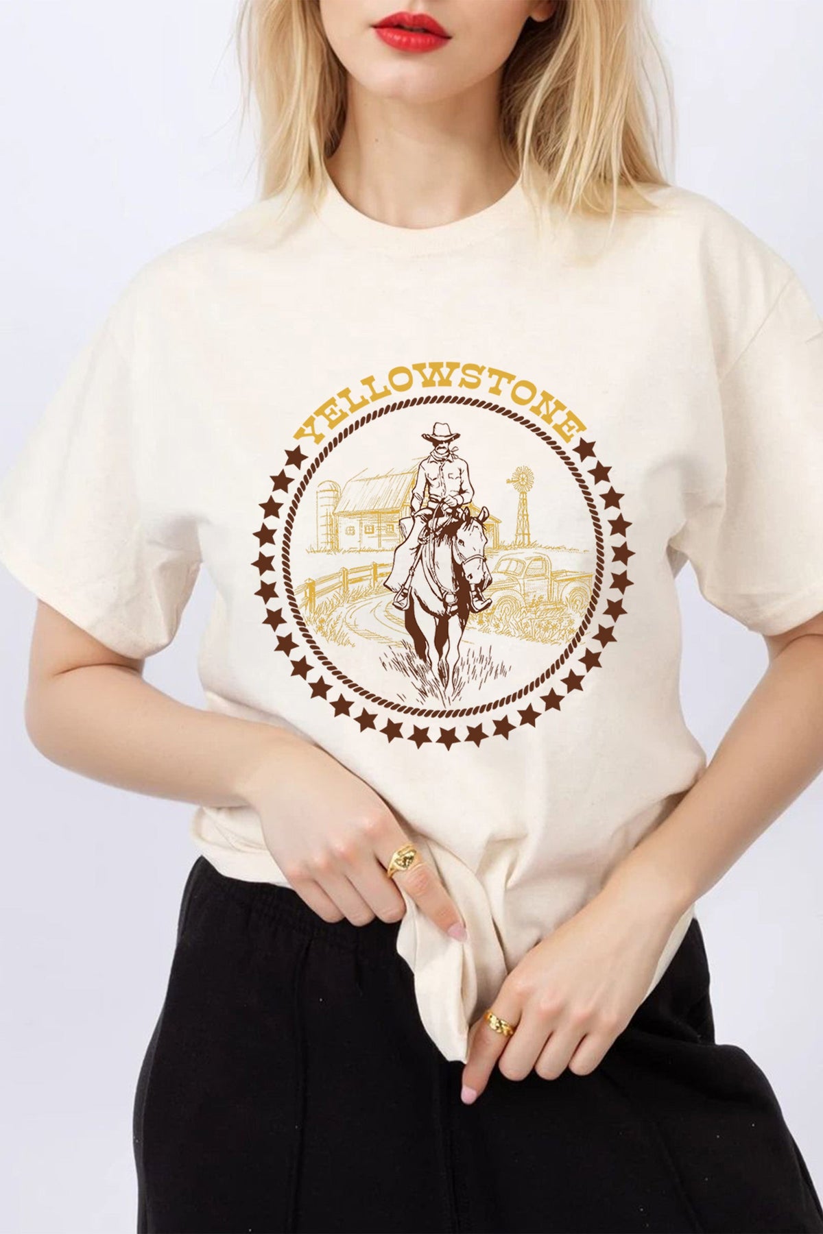 Regular Fit T-shirt in Yellow Stone Print