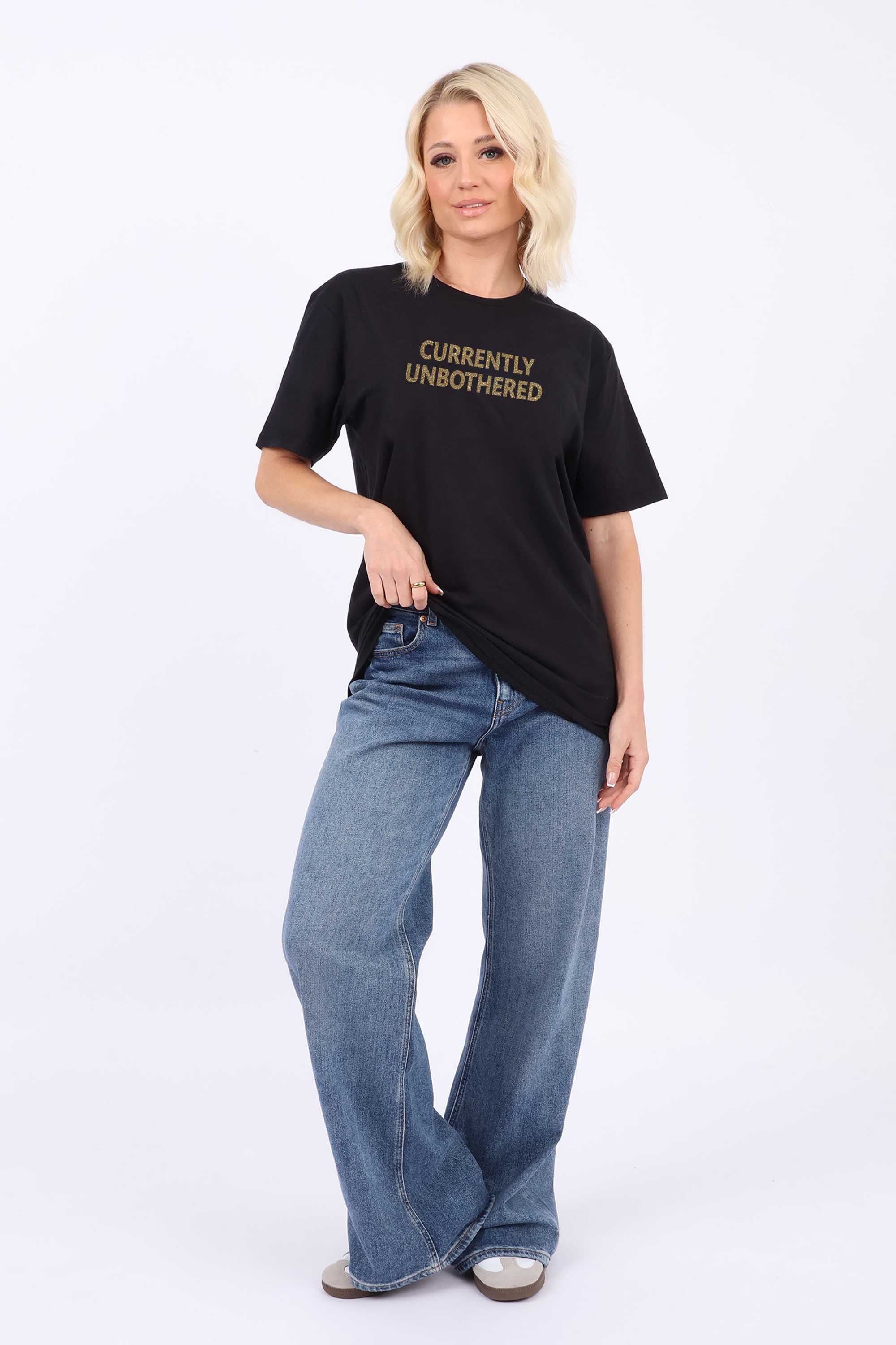 Currently Unbothered Sparkly Printed T-shirt
